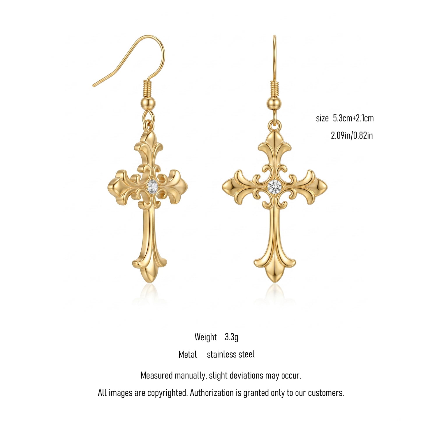 Gold/Silver Gothic Cross Earrings - Bold Statement Jewelry
