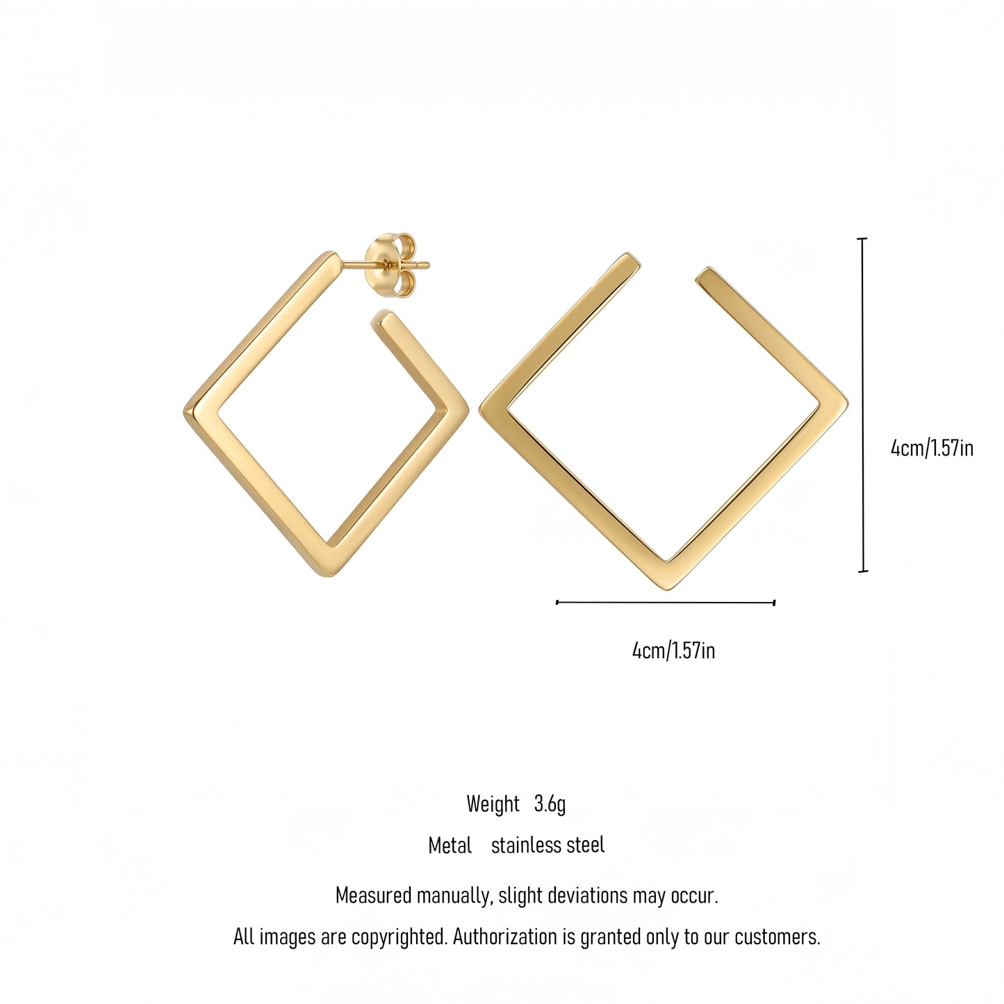 Sculptural Square Stud Earrings – Contemporary Gold Geometric Earrings for Everyday Chic
