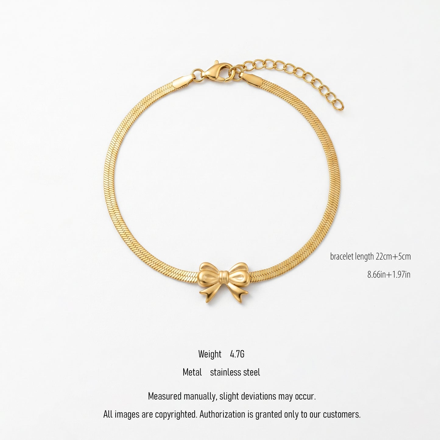 Bow Charm Bracelet - 18K Gold Plated Waterproof Stainless Steel