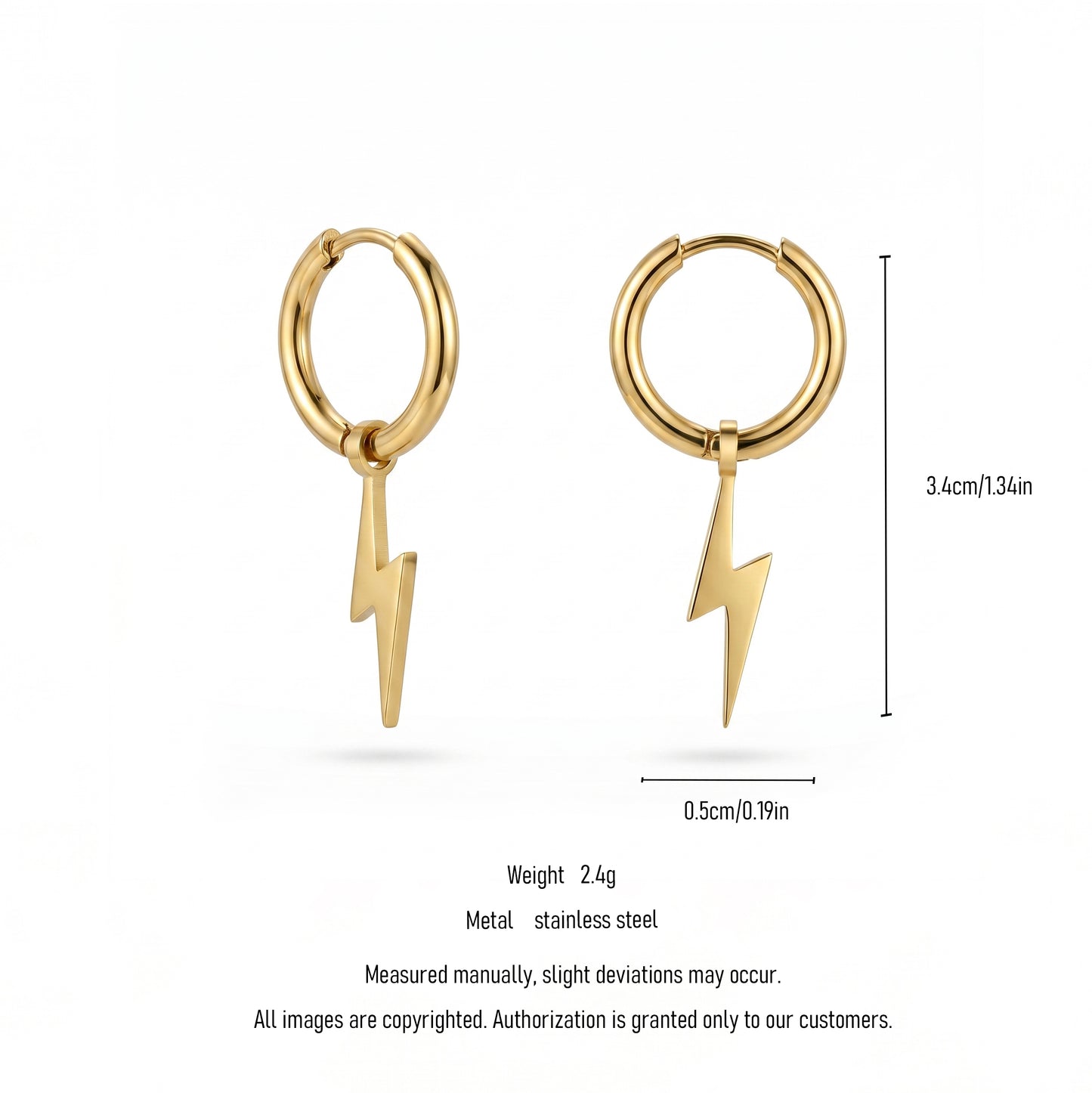 Lightning Bolt Hoop Earrings – Minimal Gold Stainless Steel Hoops with Edgy Energy