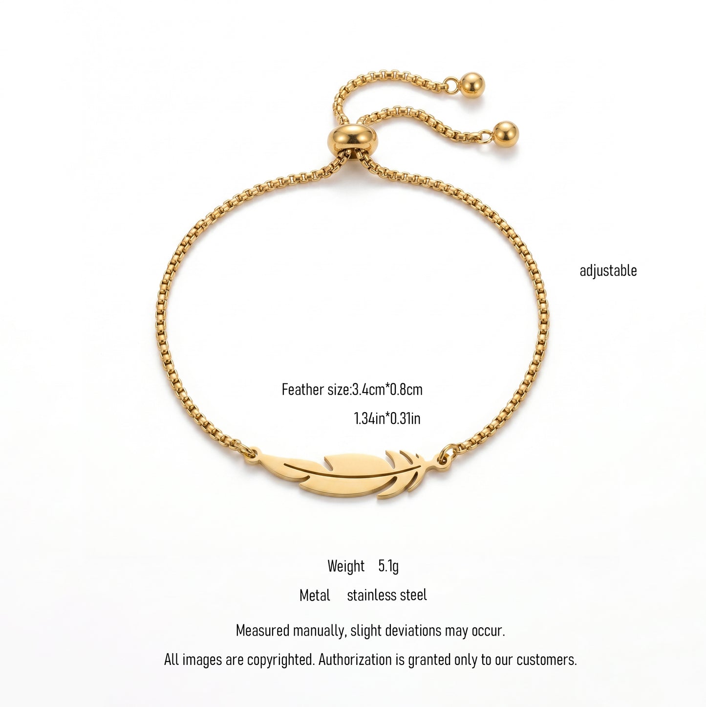Lightweight Gold Feather Bracelet for Everyday Vacation Energy