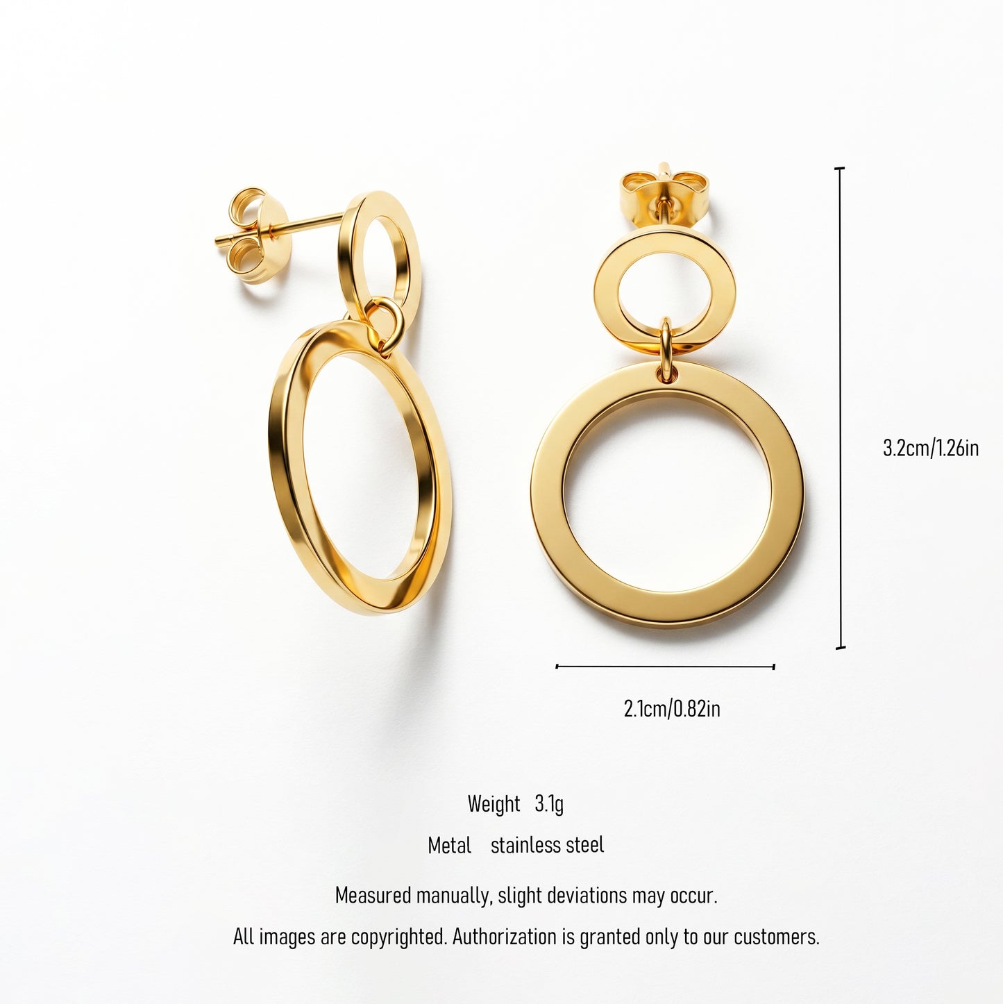 Sculptural Gold Earrings – Contemporary Double Circle Design with Clean Girl Aesthetic
