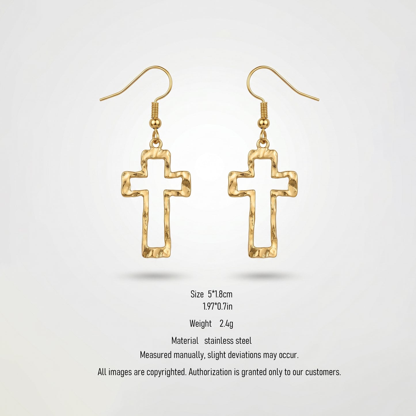 Minimalist Gold Cross Hook Earrings, Hypoallergenic for Women