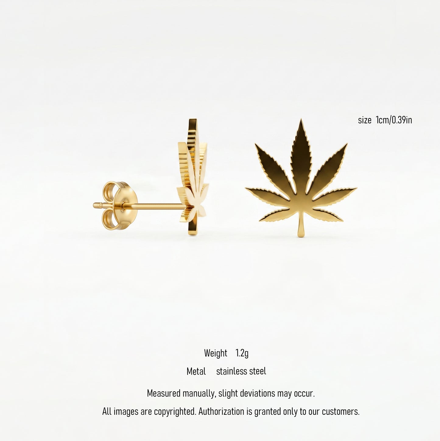 Dainty Maple Leaf Stud Earrings, High Polished Stainless Steel Small Leaf Jewelry for Everyday