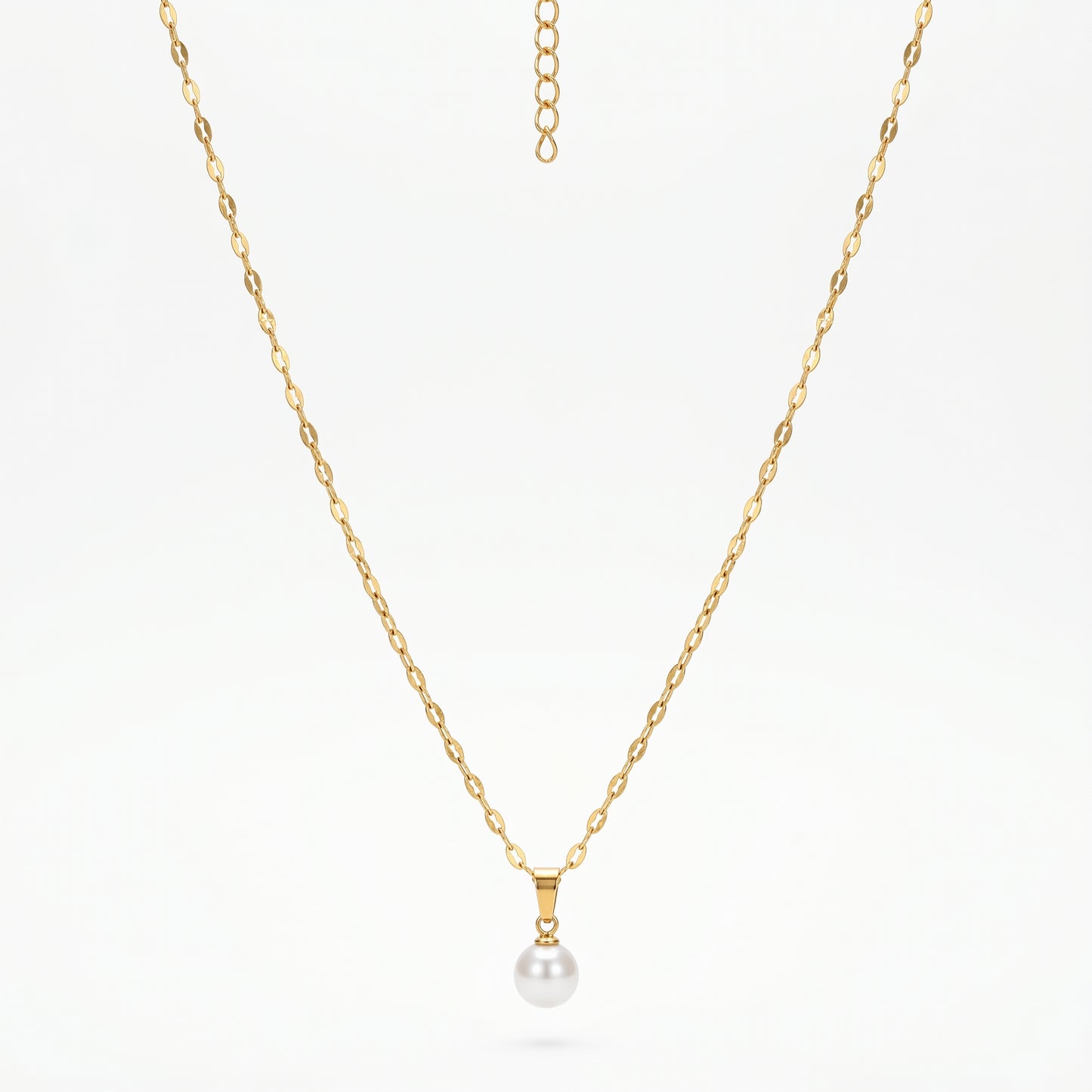 Golden Pearl Drop Jewelry Set – Elegant Minimalist Necklace & Earrings for Timeless Coastal Style