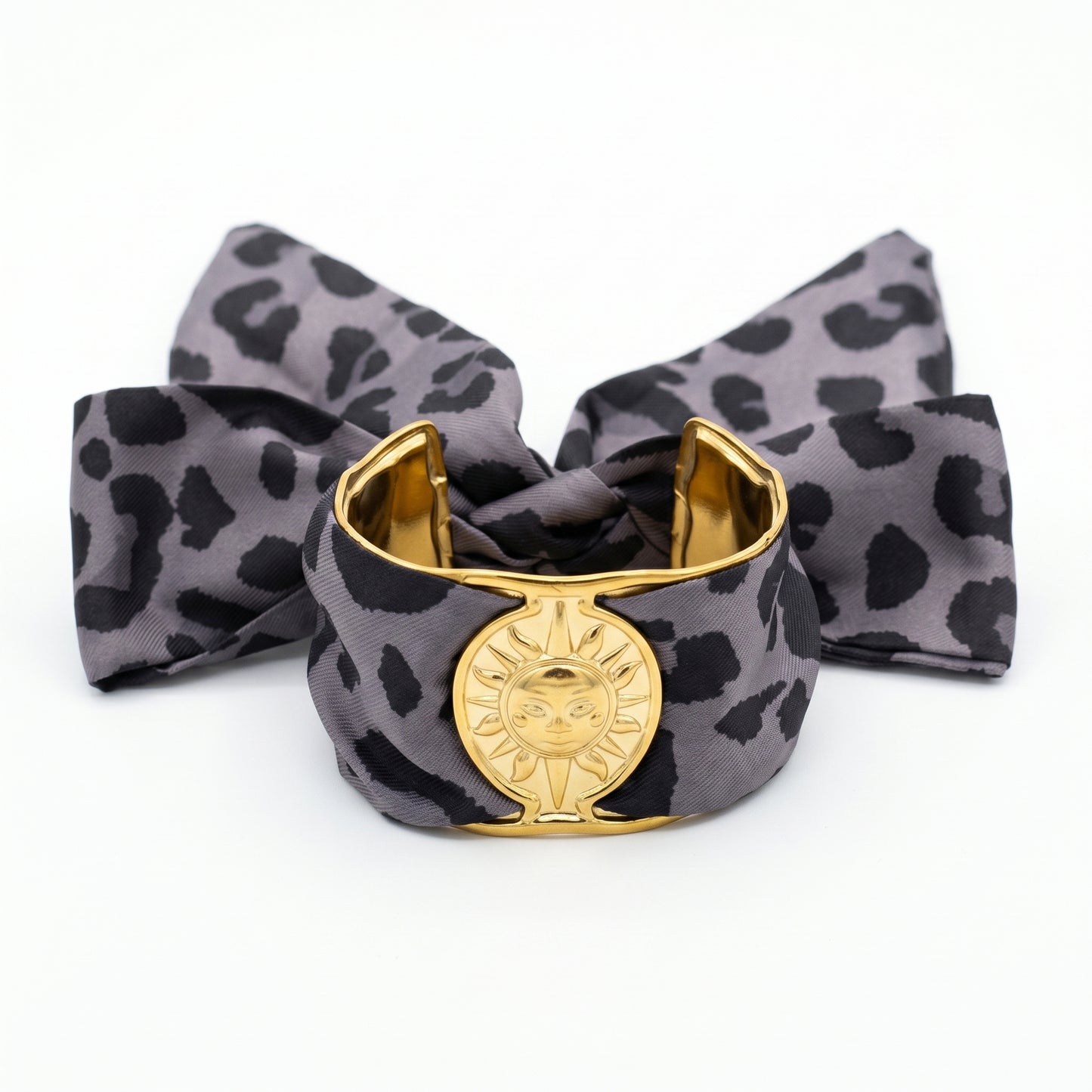 Adjustable Leopard Print Scarf Cuff Bracelet | Hypoallergenic Stainless Steel