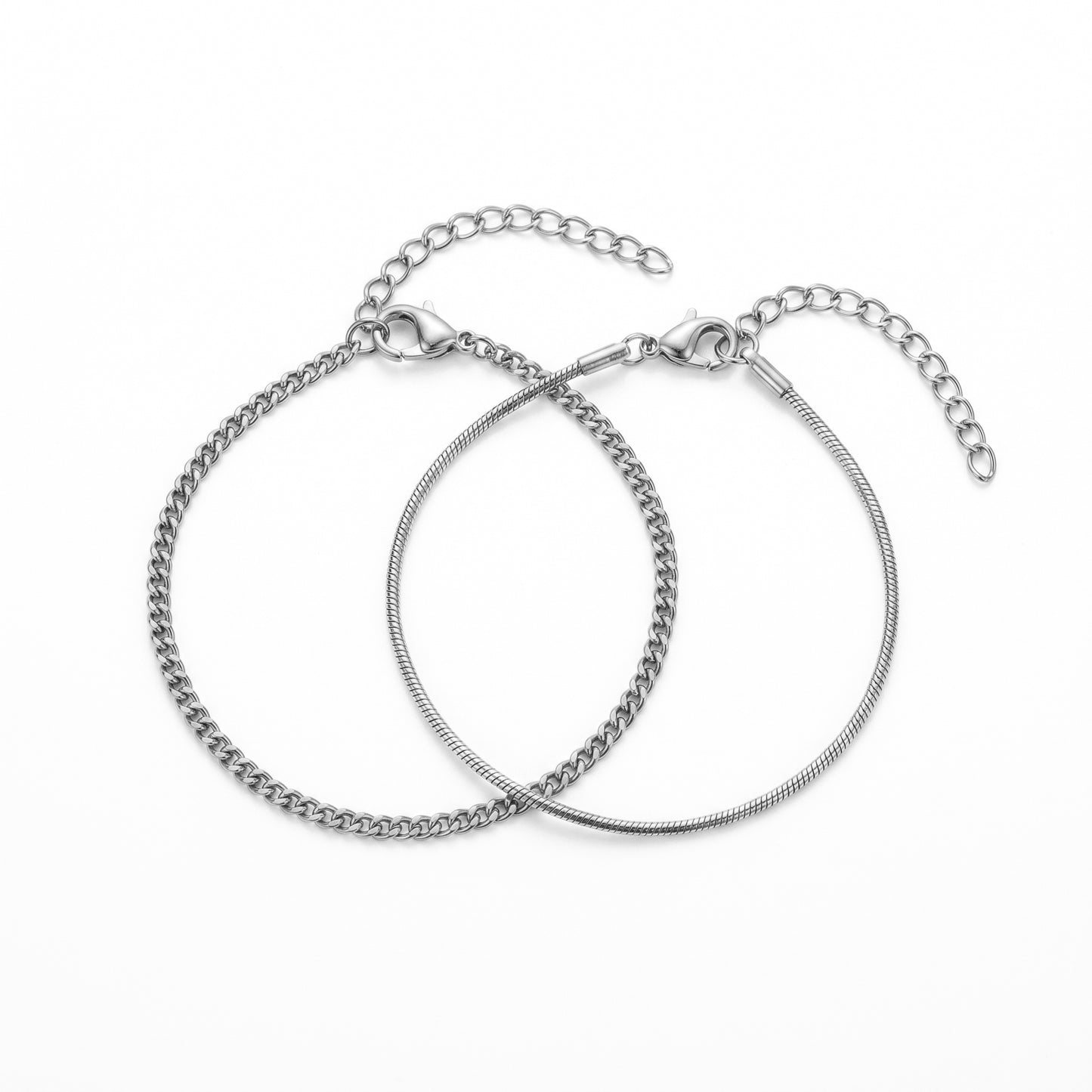 Luxury 18K Gold Layered Bracelet Set - Curb Chain & Snake Chain Tarnish-Resistant Bracelet Collection for Gifting