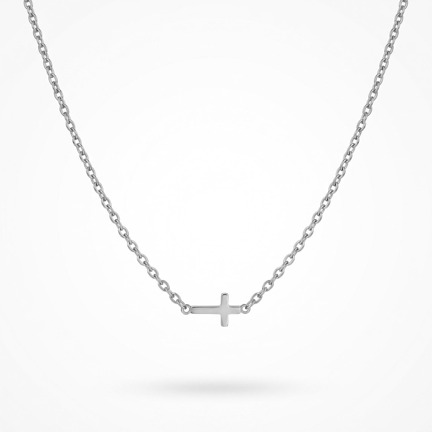Sleek Horizontal Cross Chain - Durable, Water-Resistant Religious-Inspired Piece