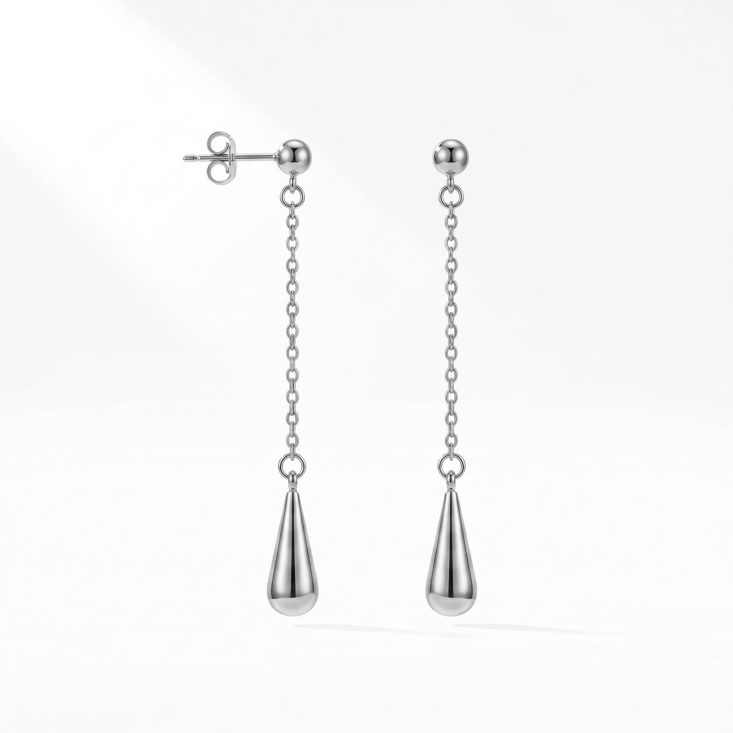 Teardrop Drop Chain Earrings - 18K Gold Plated Waterproof Stainless Steel