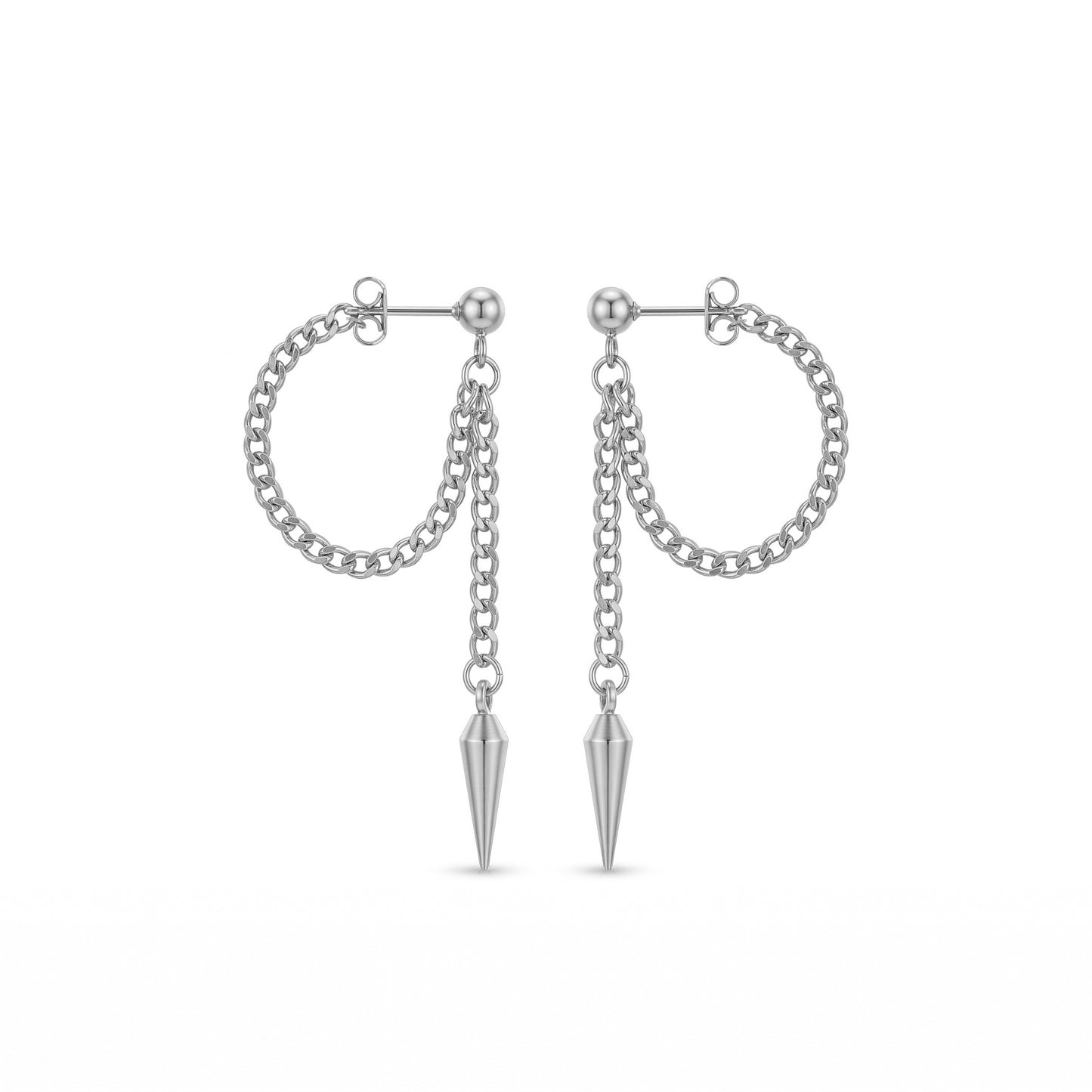 Spike Chain Drop Earrings - 18K Gold Plated Waterproof Stainless Steel