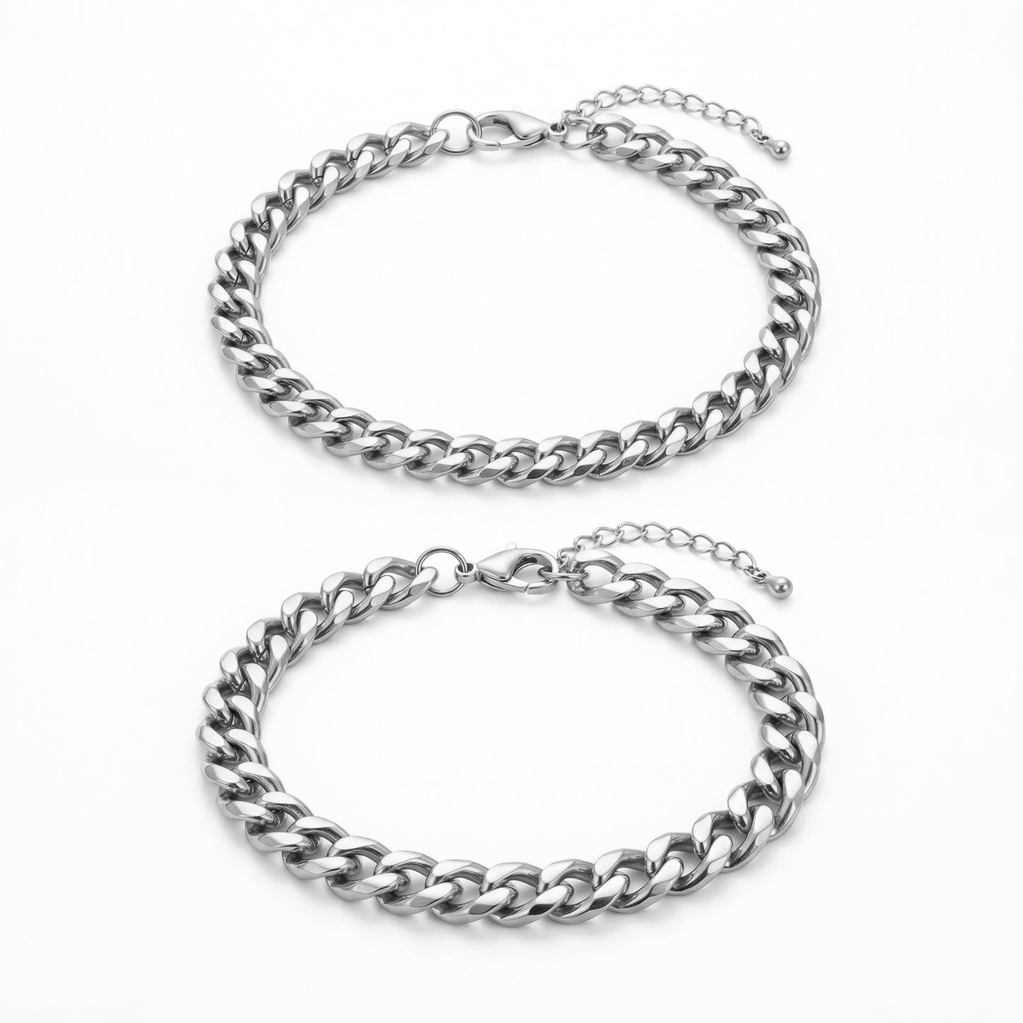 Thick Cuban Link Bracelet Set - 18K Gold Plated Waterproof Stainless Steel