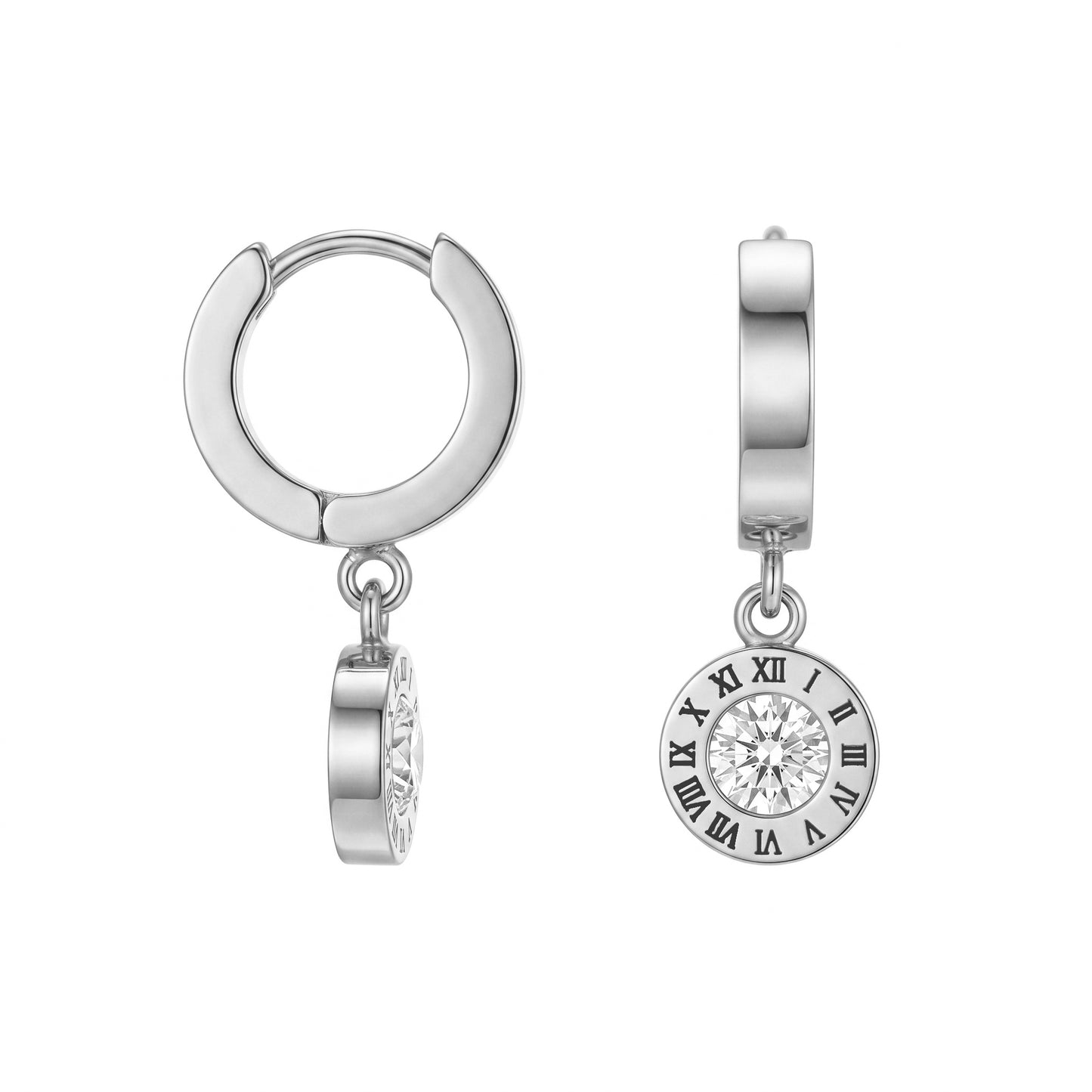 Sophisticated Roman Numerals CZ Drop Hoops | Perfect Timeless Gift for Her Birthday & Anniversary