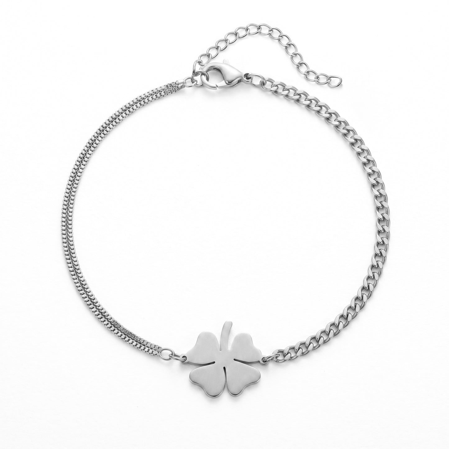 Waterproof Four-Leaf Clover Chain Bracelet - 18K Gold Plated Stainless Steel Adjustable Bangle