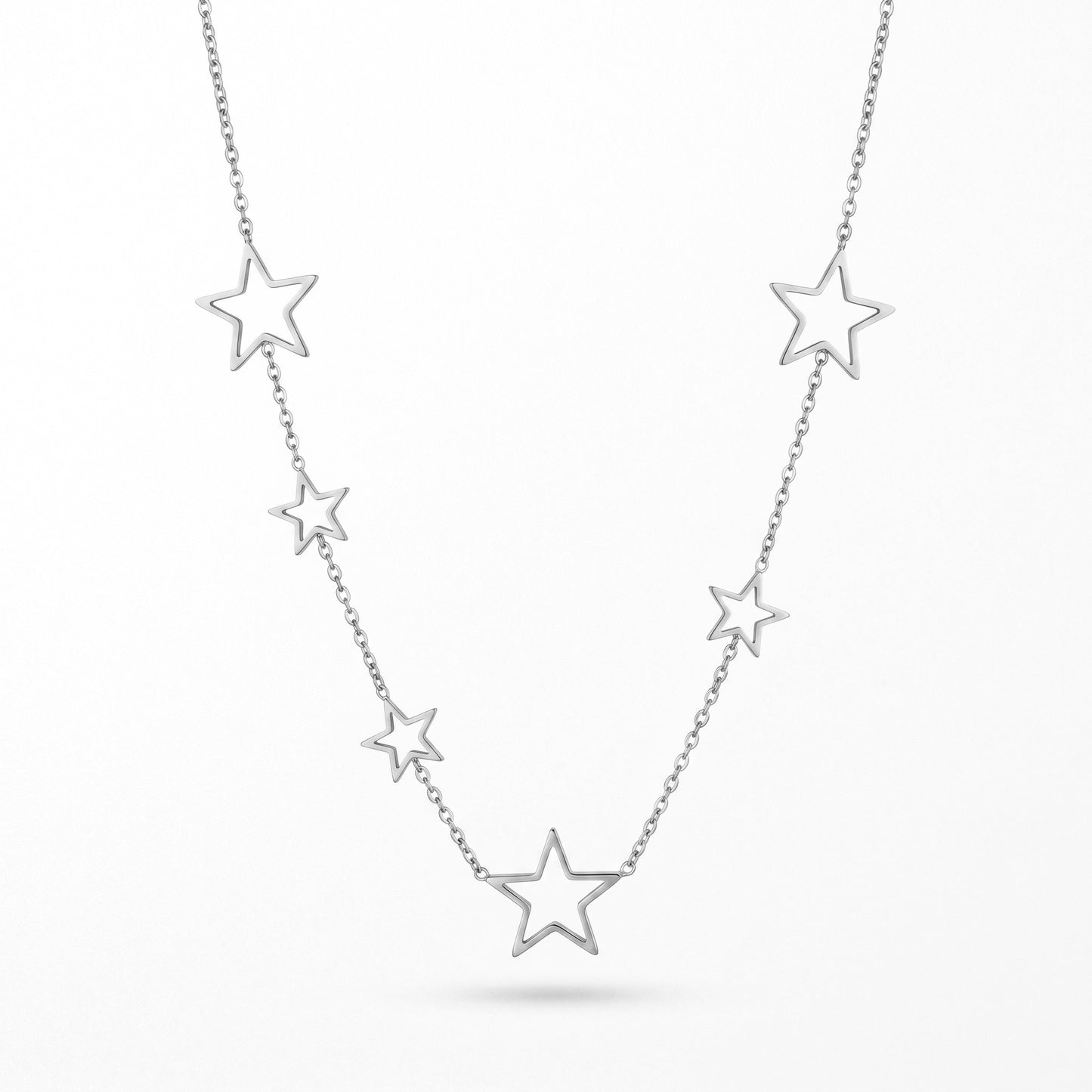 Hypoallergenic Hollow Star Necklace - Tarnish Resistant 18K Gold Plated Adjustable Chain