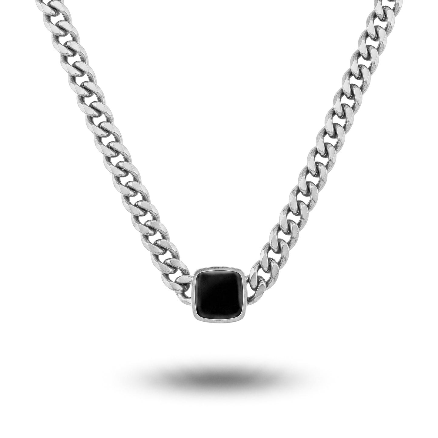 Minimalist Black Gem Cuban Necklace - 18K Gold Plated Stainless Steel Everyday Neck Chain