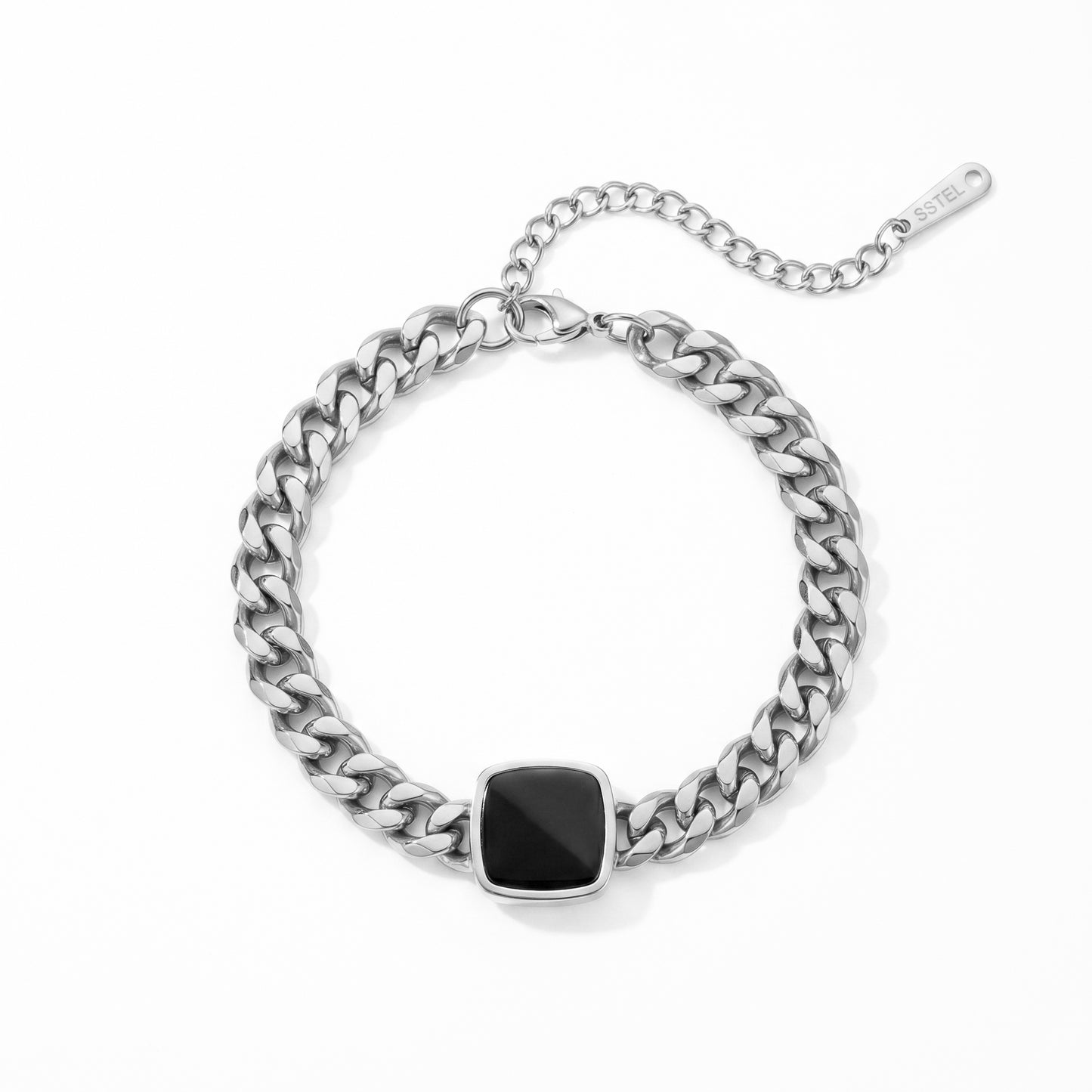 Beach & Pool Ready Black Onyx Cuban Bracelet - Waterproof 18K Gold Plated Statement Jewelry
