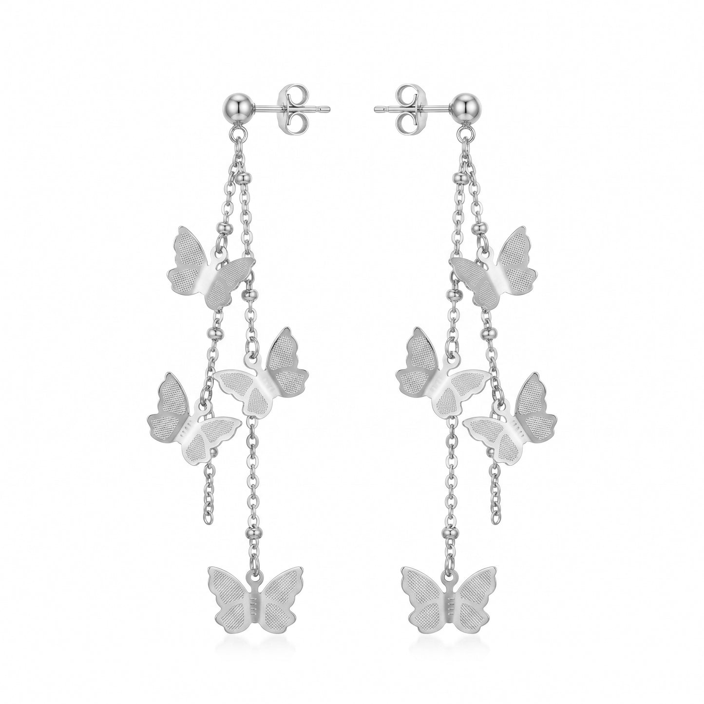 Summerproof Butterfly Fringe Drop Earrings - 18K Gold Plated Waterproof Stainless Steel