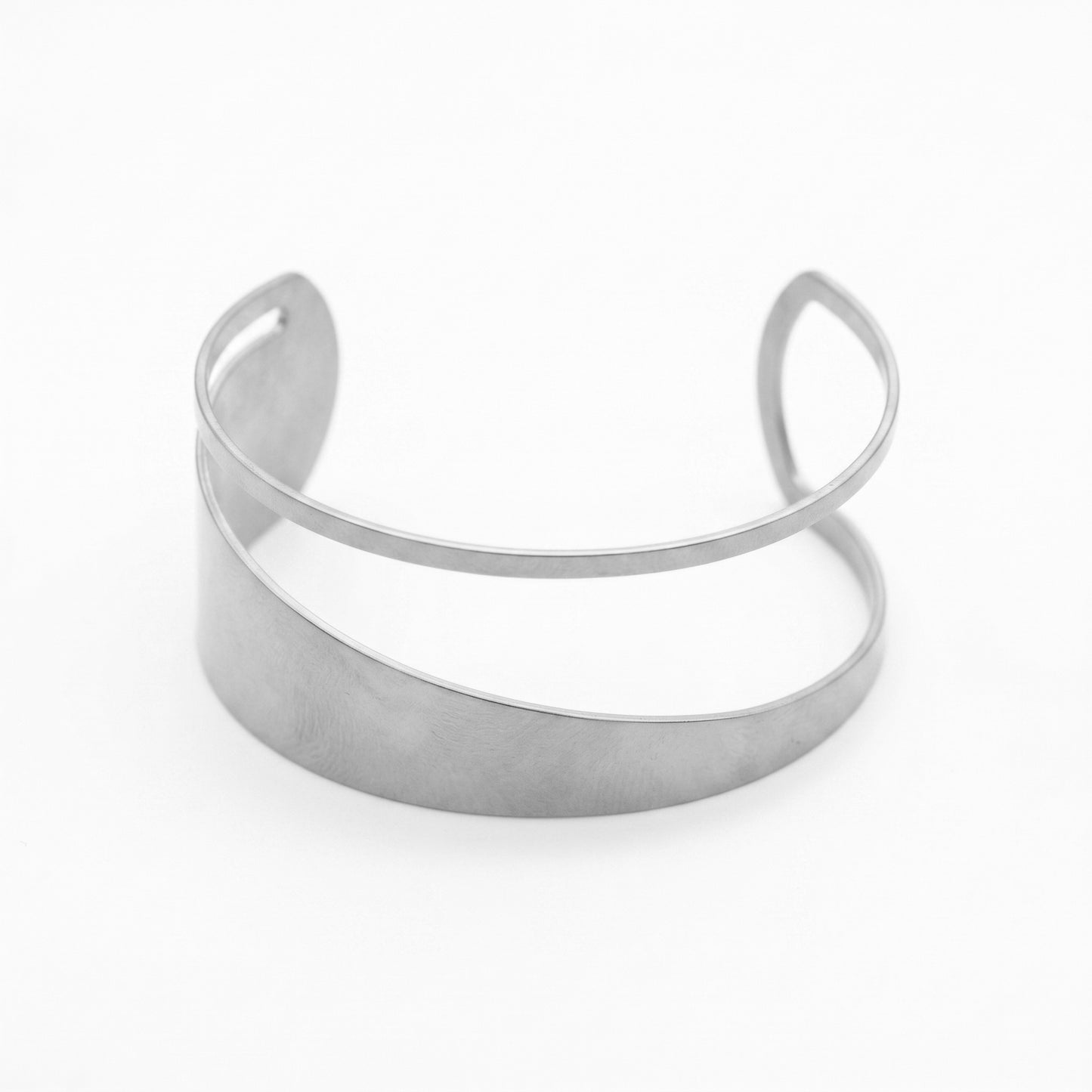 Tarnish Resistant 18K Gold Plated Double Cuff Bracelet, Stainless Steel Open Statement Bangle