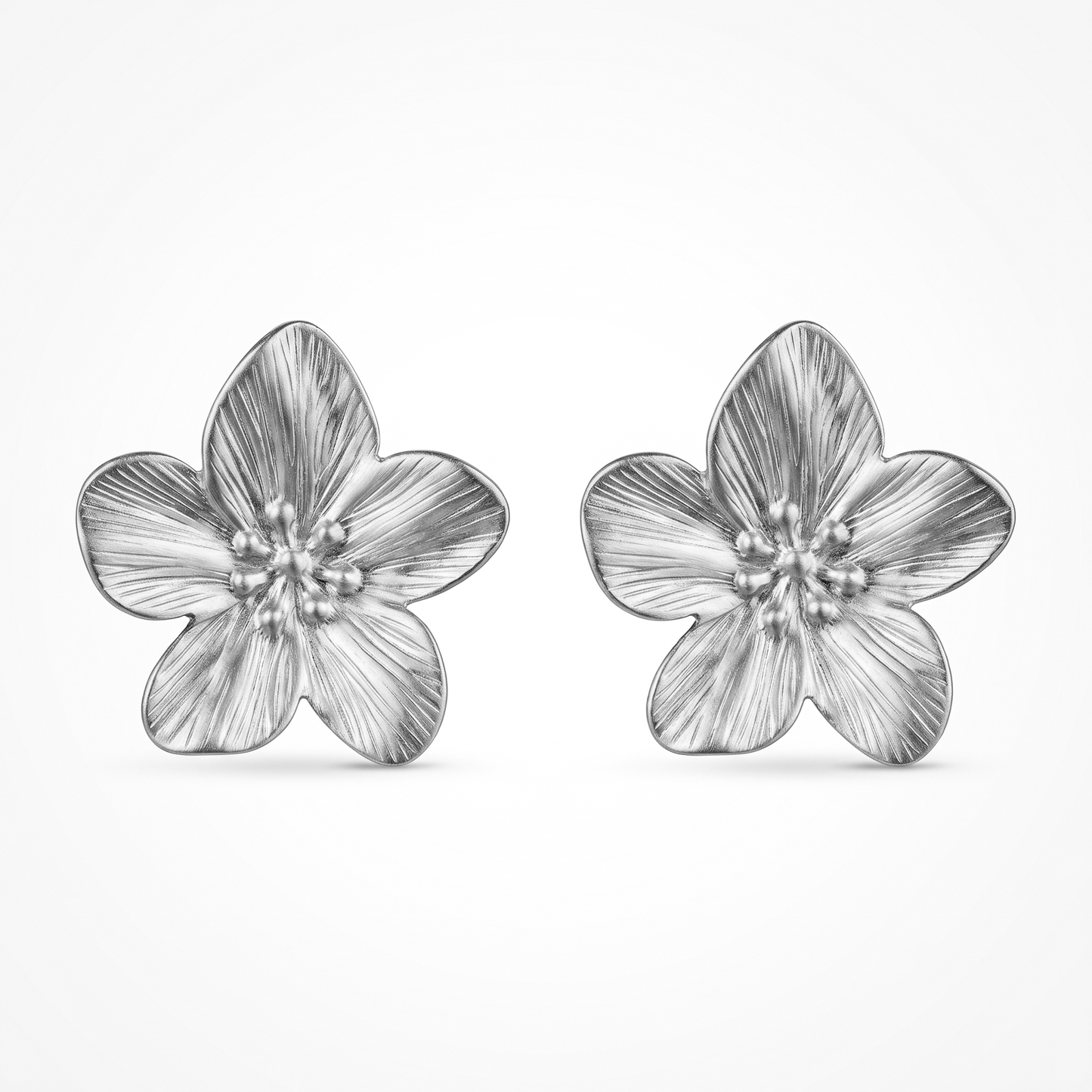 Hypoallergenic Gold Flower Stud Earrings, Waterproof Stainless Steel Floral Statement Earrings