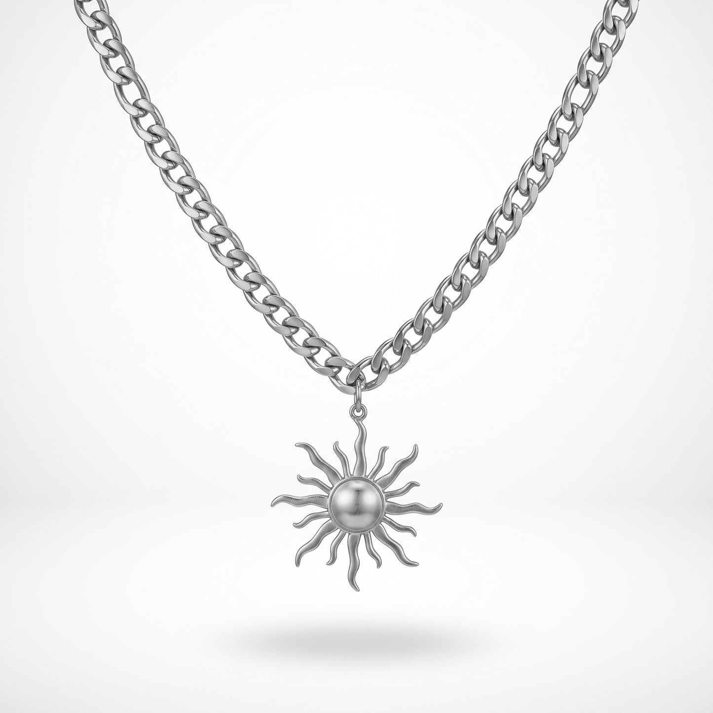Adjustable Sun Cuban Chain Necklace - Sturdy Daily Wear Jewelry