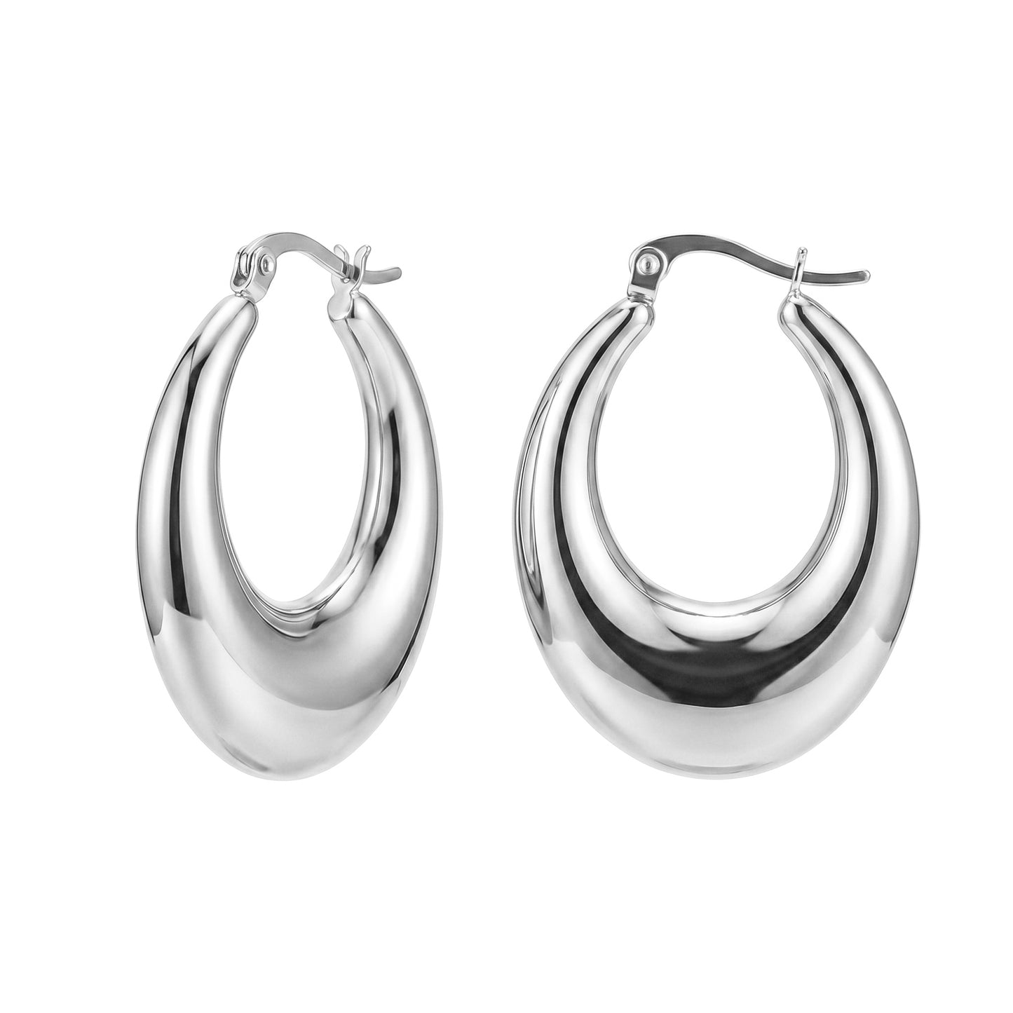 Wholesale Bulk Oval Hoop Earrings, Stainless Steel Hypoallergenic Chunky Statement Hoops