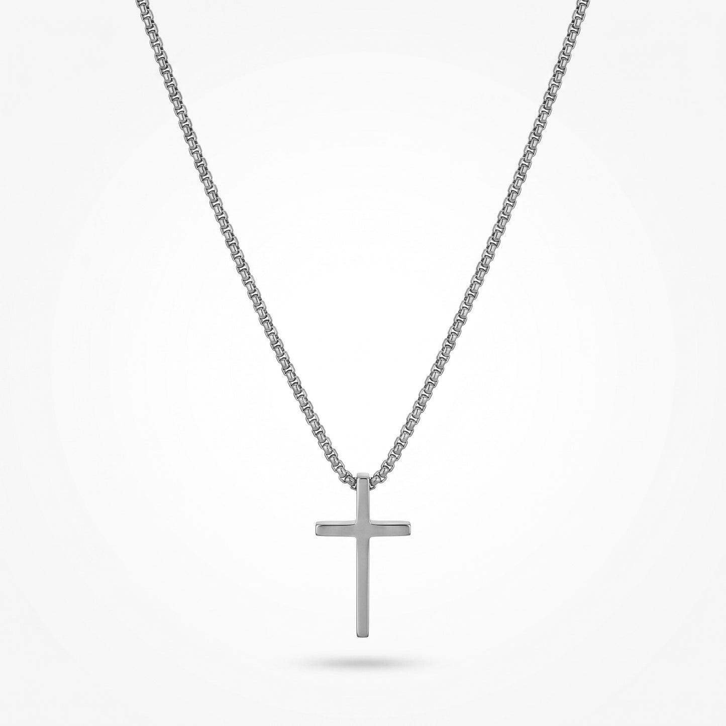 Gold Cross Pendant Necklace - Long Stainless Steel Box Chain
