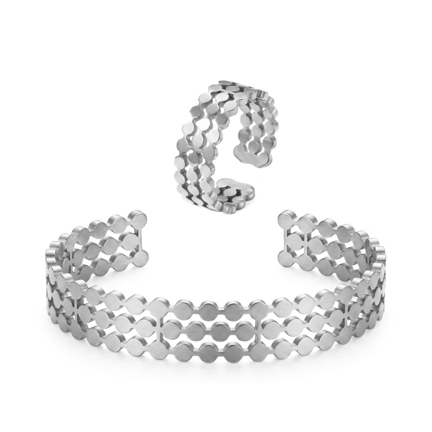 Hypoallergenic Gold Honeycomb Bracelet, Waterproof Stainless Steel Adjustable Geometric Cuff