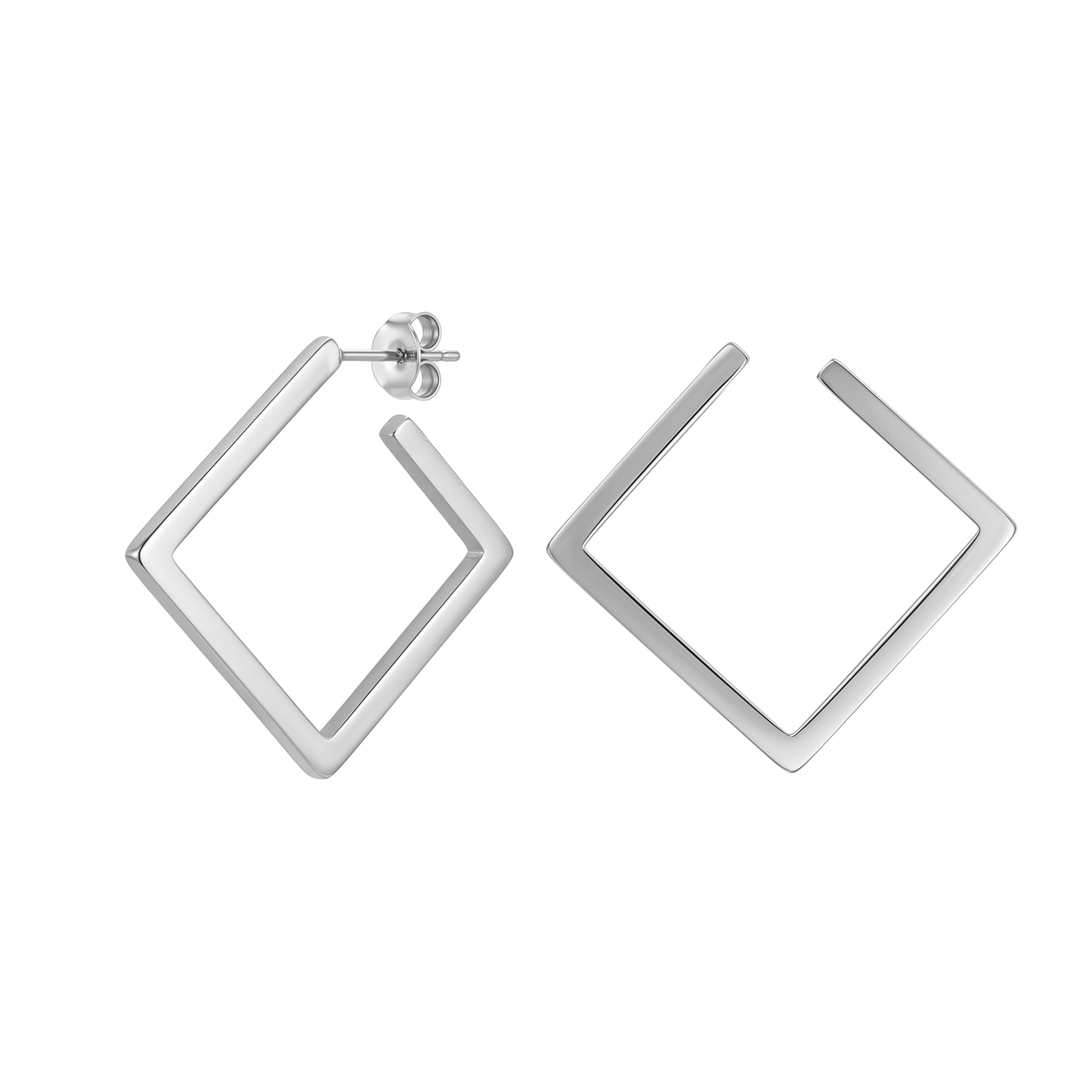 Sculptural Square Stud Earrings – Contemporary Gold Geometric Earrings for Everyday Chic