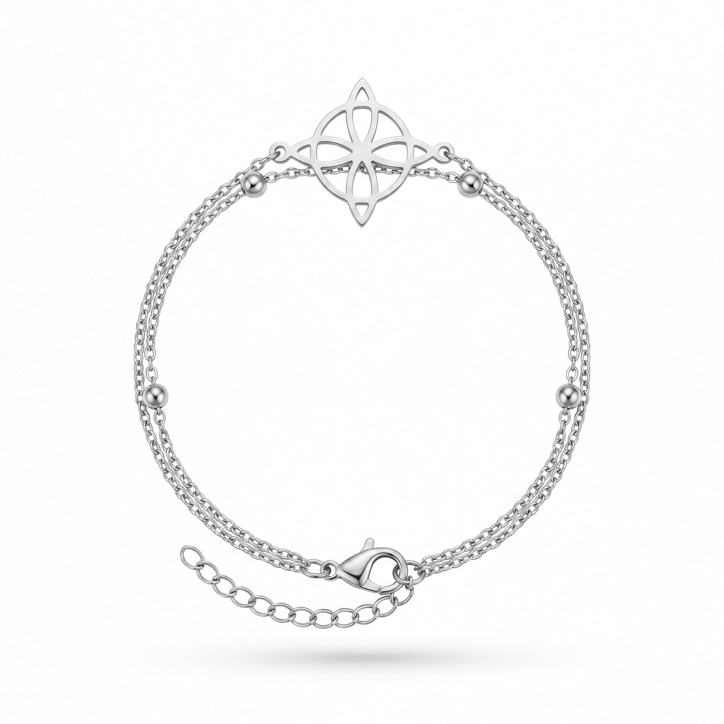 Celestial Knot Double Chain Bracelet in Gold – Minimalist Sacred Geometry Jewelry for Everyday Elegance