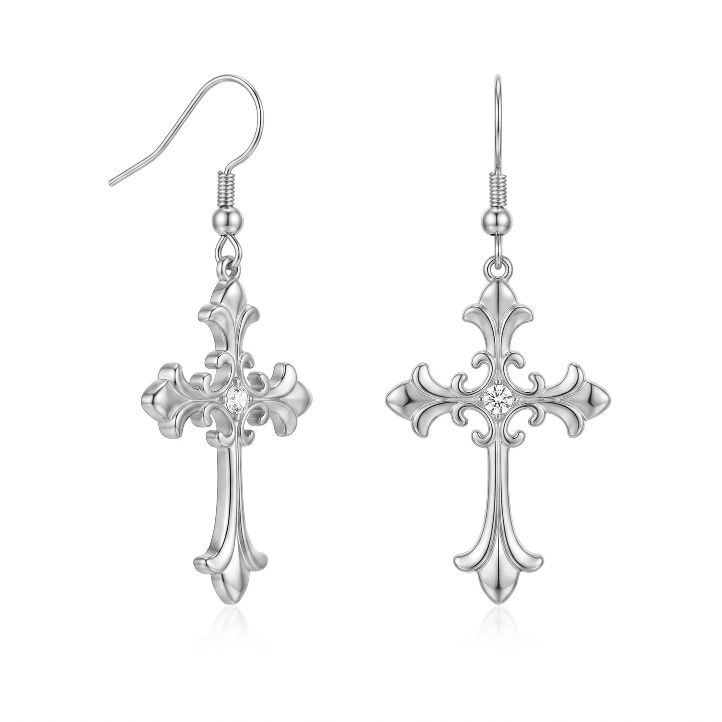 Gold/Silver Gothic Cross Earrings - Bold Statement Jewelry