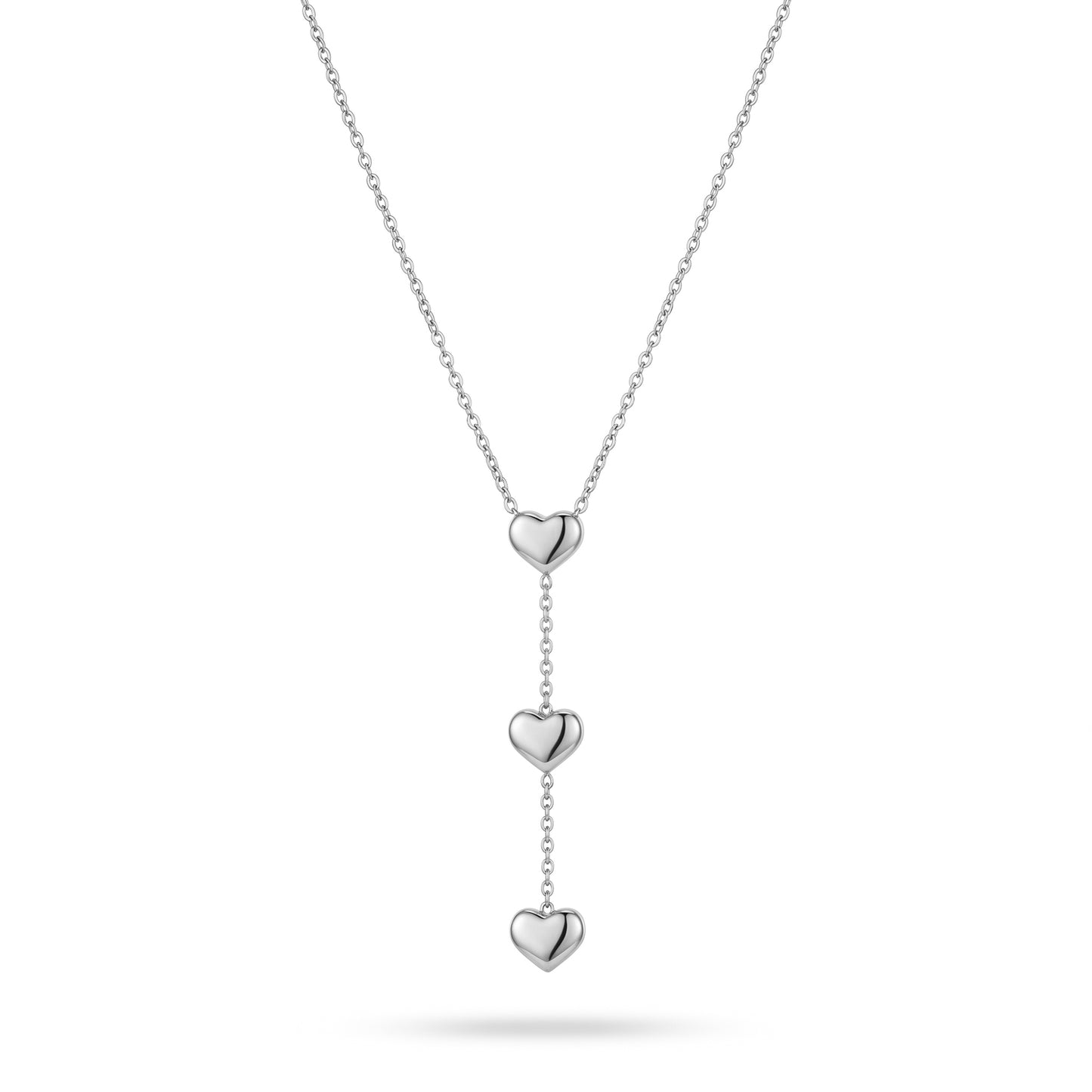 Waterproof Cascading Heart Lariat Necklace - 18K Gold Plated Stainless Steel Y-Shaped Drop Chain
