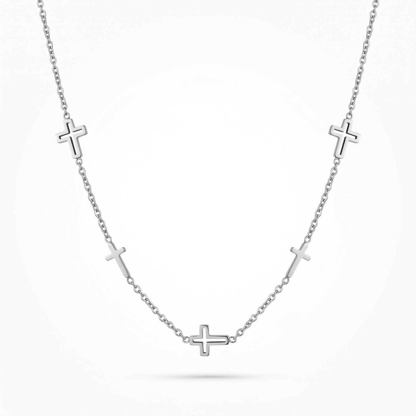 Multi Cross Station Necklace - 18K Gold Plated Waterproof Stainless Steel