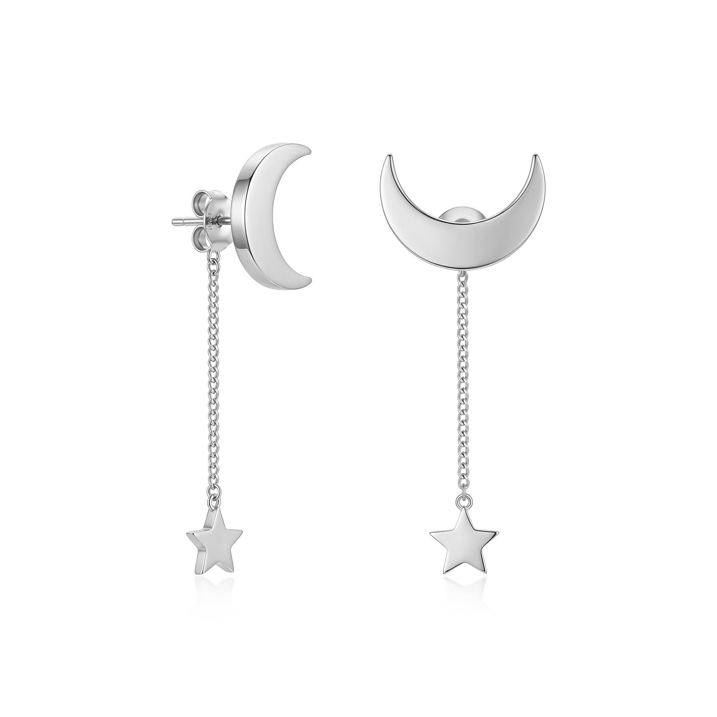 Versatile Moon & Star Chain Earrings - Casual & Night Out Wear