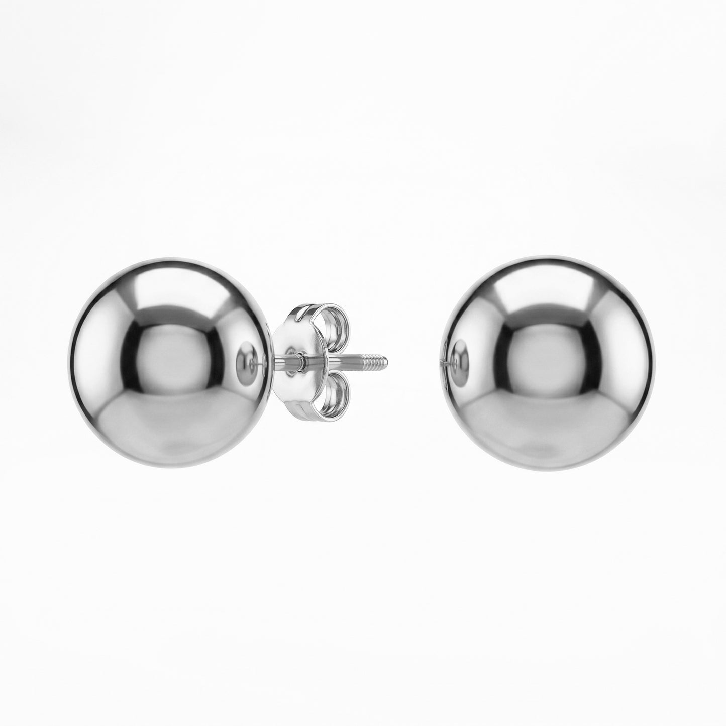 Waterproof & Hypoallergenic Stainless Steel Ball Stud Earrings, Gold Plated Round Bead Earrings