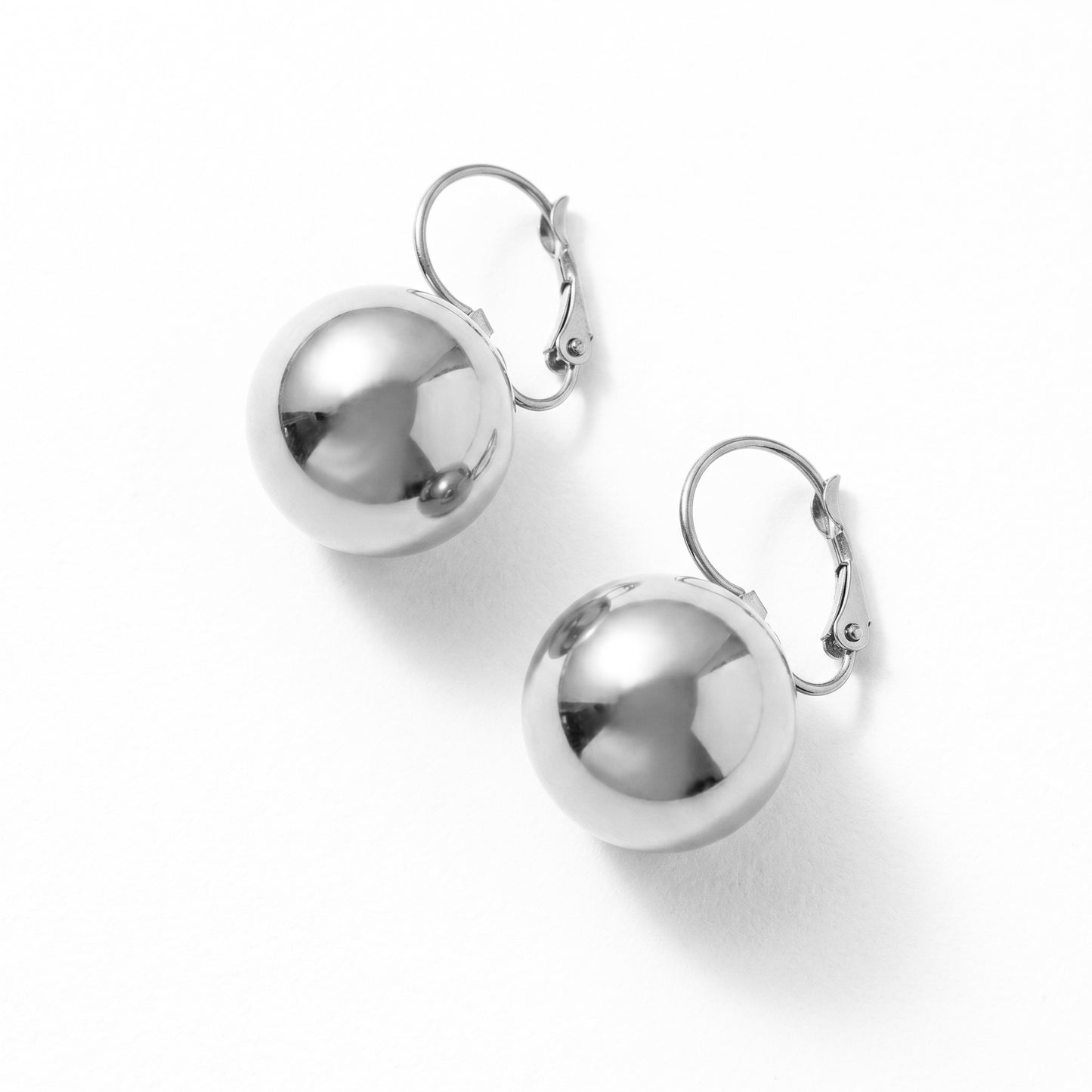 18K Gold Plated Stainless Steel Ball Drop Earrings, Tarnish Resistant Minimalist Bead Hoops for Women