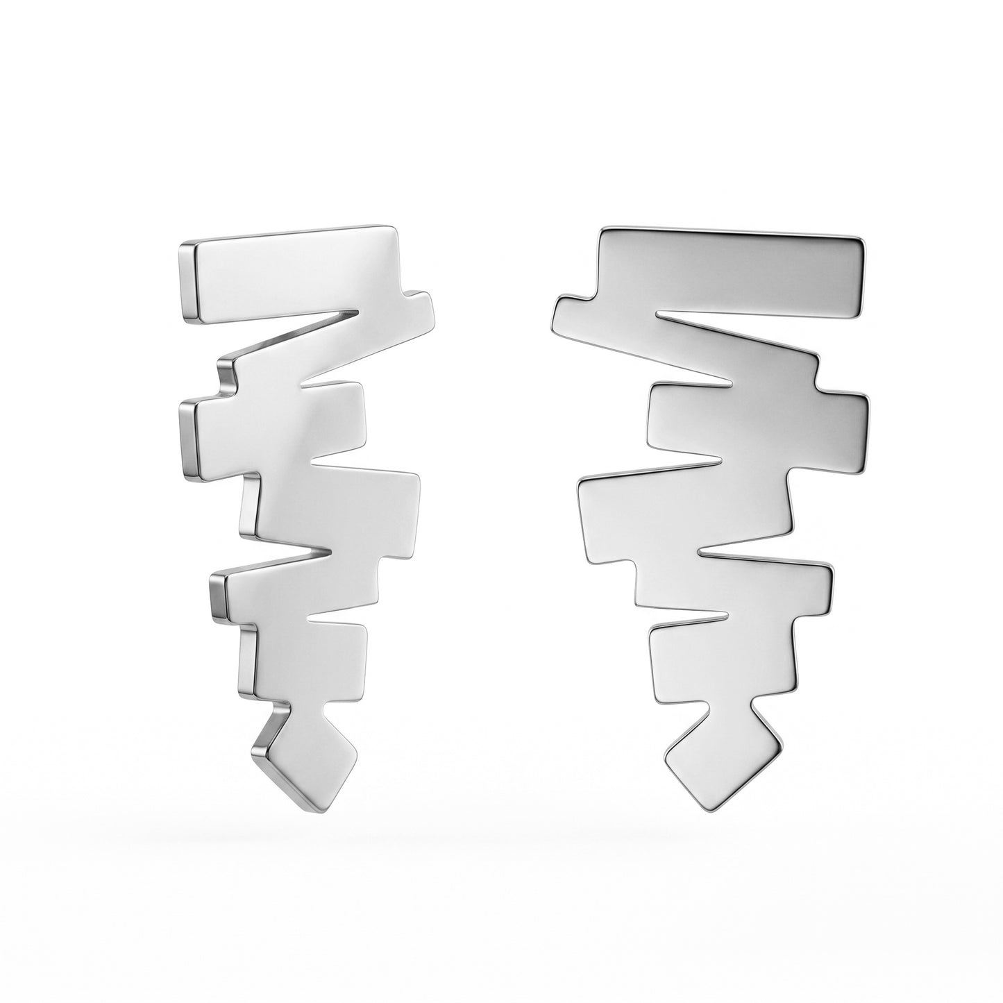 18K Gold Plated Geometric Zigzag Stud Earrings, Stainless Steel Modern Statement Jewelry