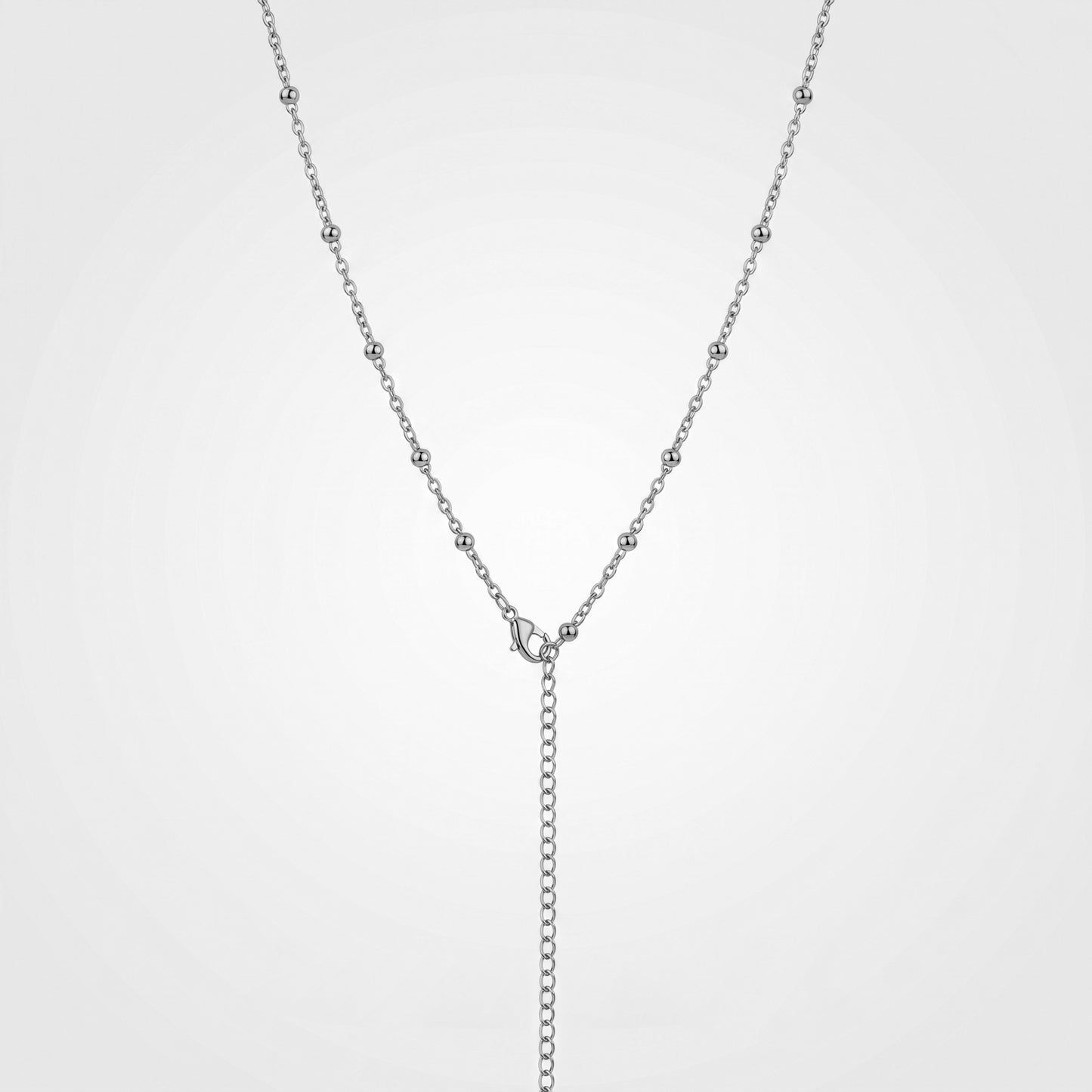 Hypoallergenic Gold Beaded Lariat Necklace, Waterproof Stainless Steel Long Drop Statement Chain