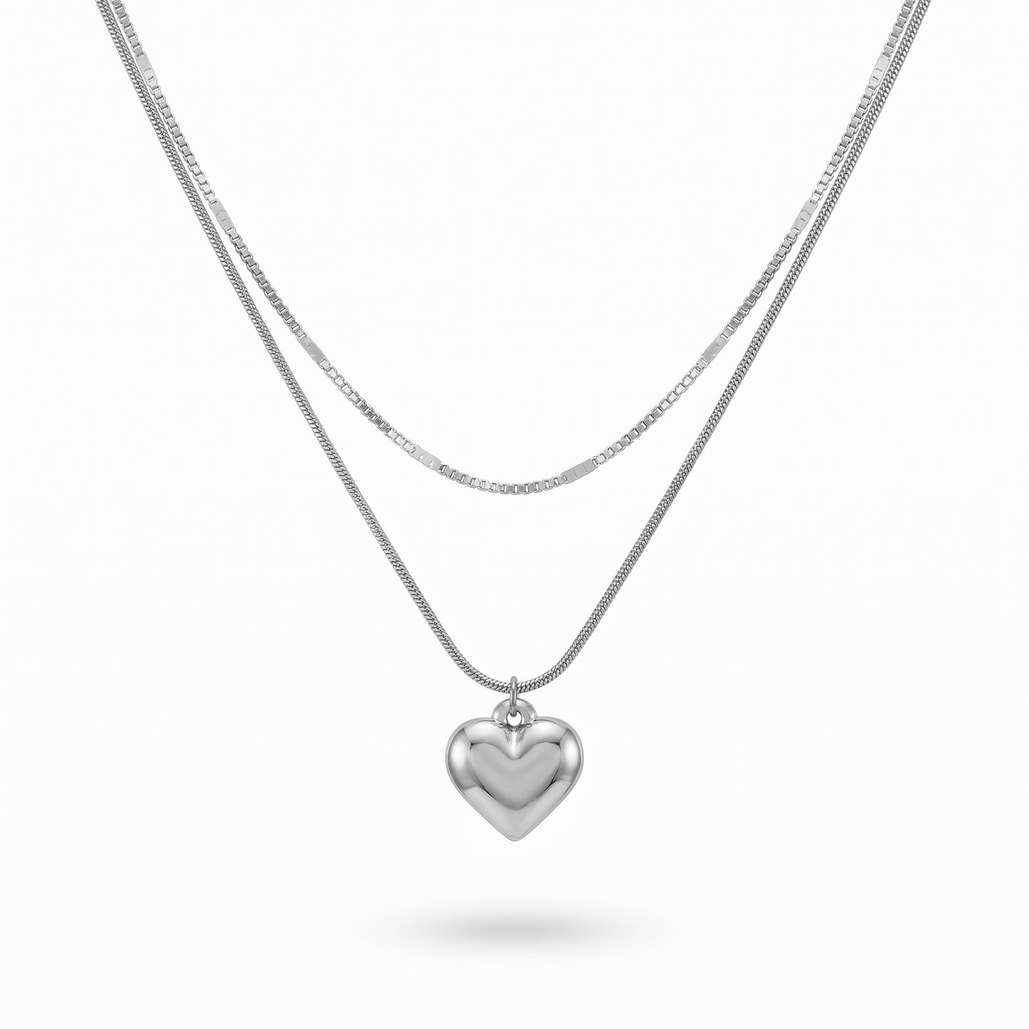 Puffy Heart Pendant Necklace – Minimalist Gold Stainless Steel Necklace with Soft Luxe Shine
