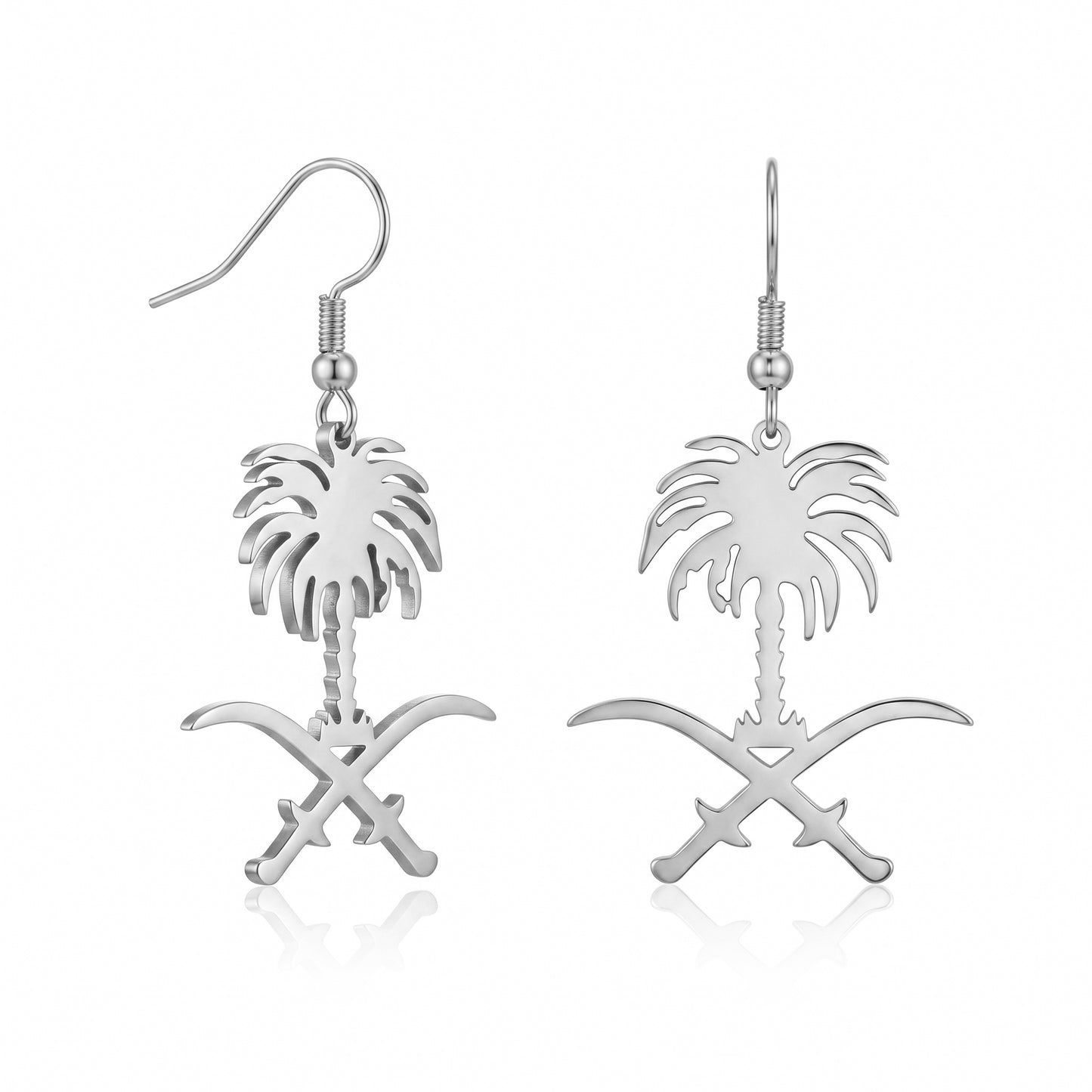 Wholesale Bulk Saudi Palm Sword Earrings, Stainless Steel Hypoallergenic Cultural Statement Hoops