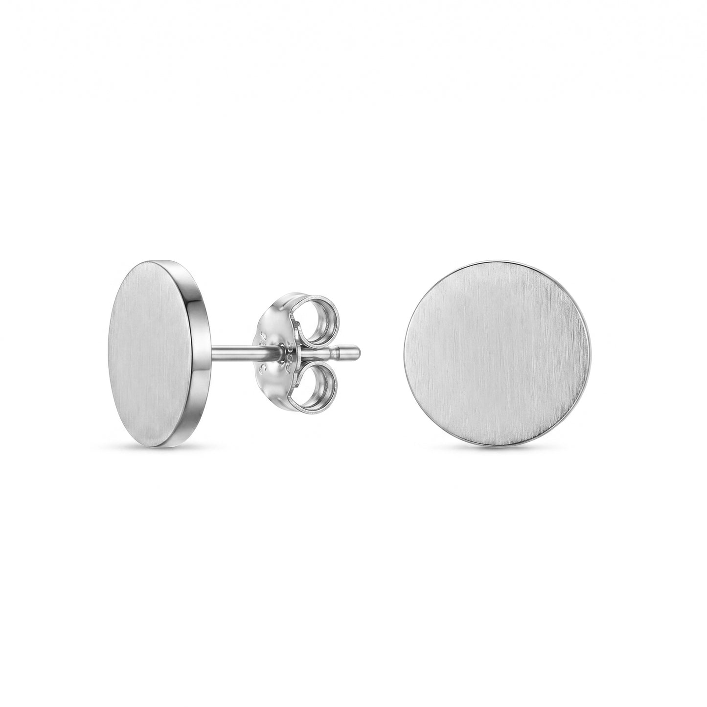 Brushed Gold Circle Stud Earrings – Clean Minimal Stainless Steel Earrings for Daily Wear