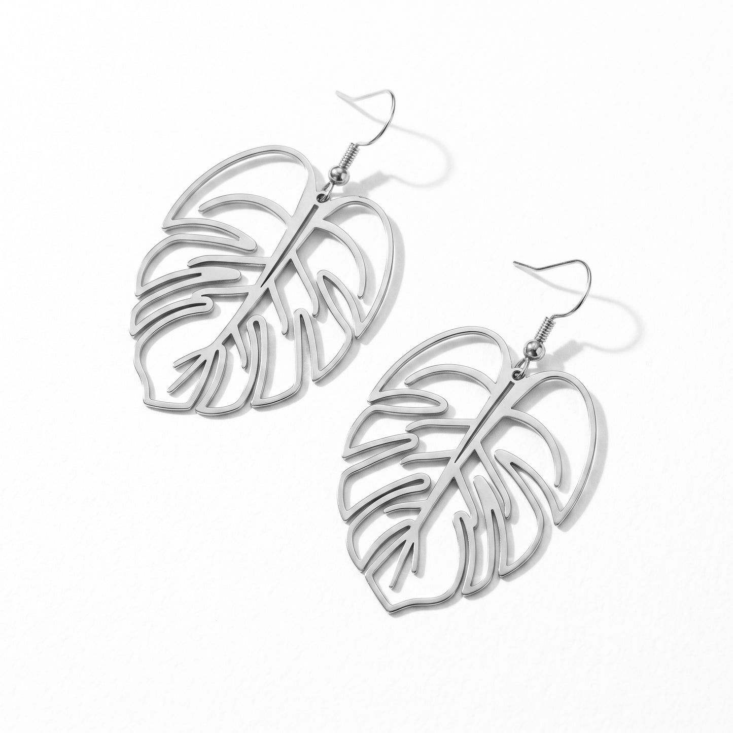 Delicate Monstera Leaf Drop Earrings - Minimalist Jungle Charm