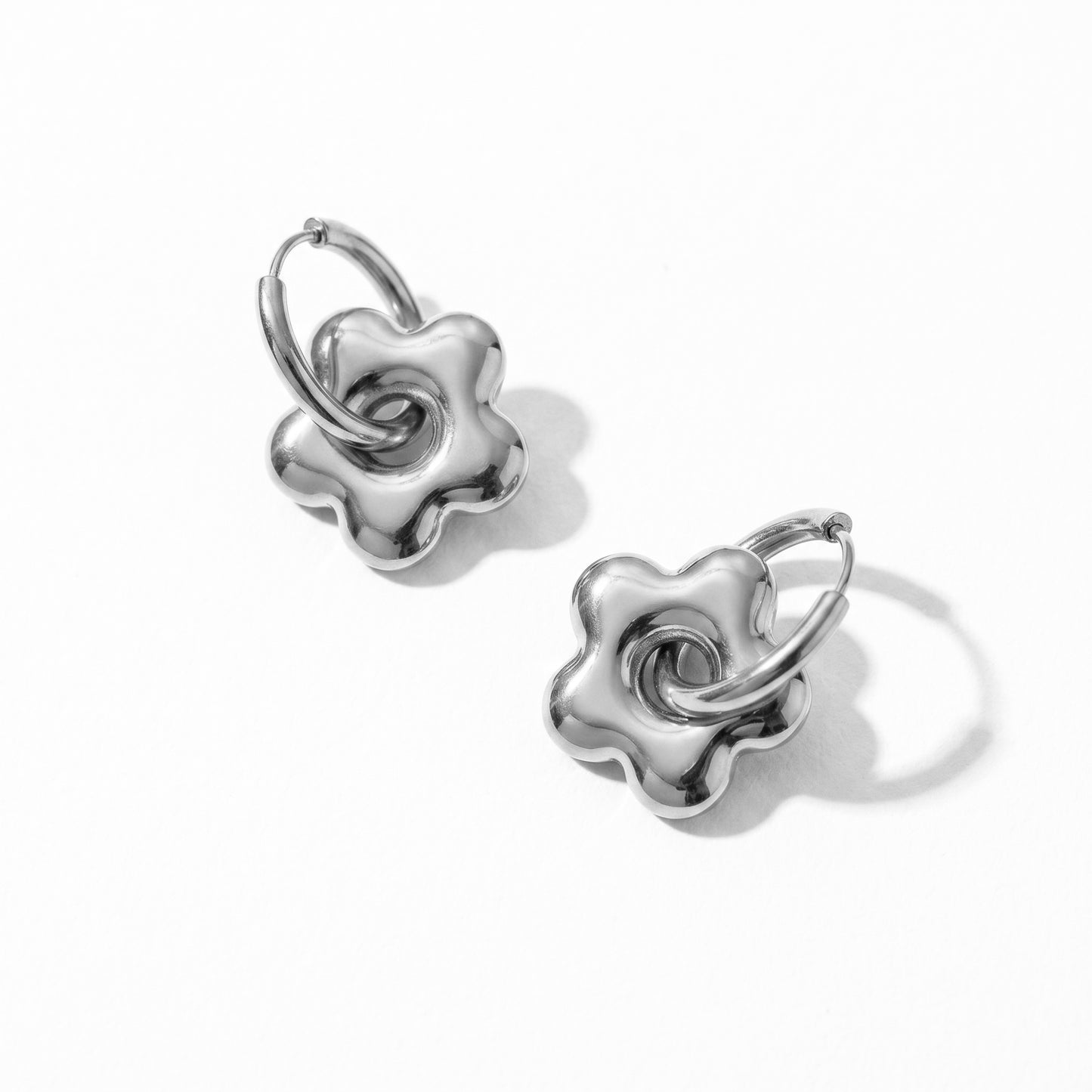 Puffy Flower Huggie Earrings - Playful & Whimsical Charm