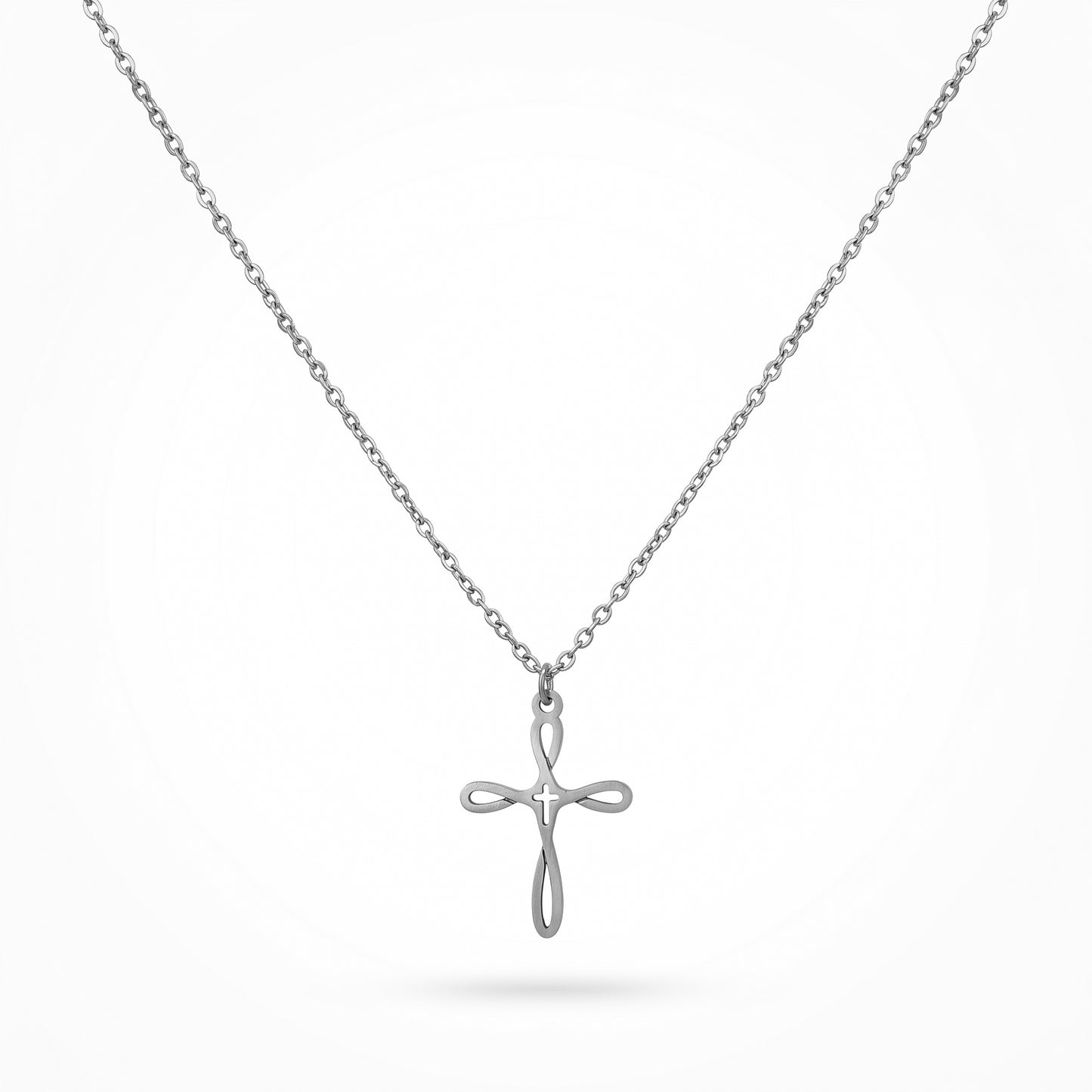Infinity Hollow Cross Pendant Necklace - 18K Gold Plated Waterproof Stainless Steel