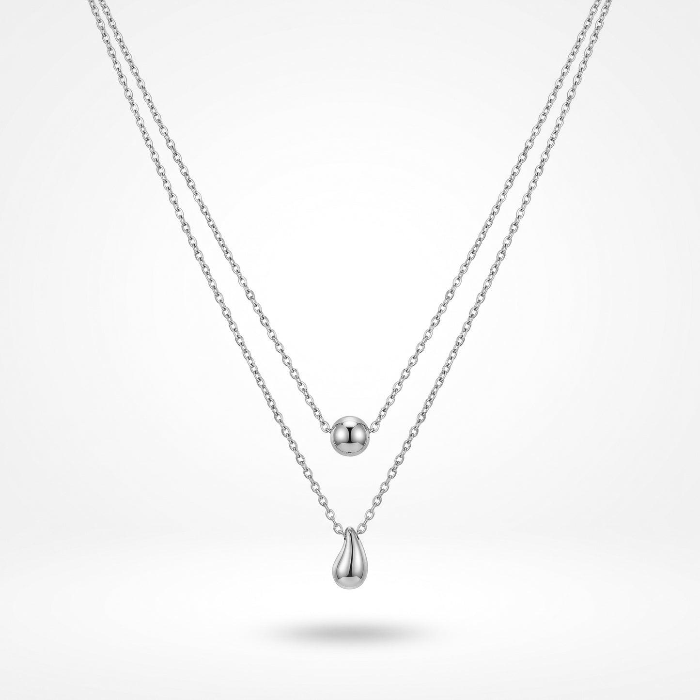 Tarnish-Free Double Layer Teardrop Necklace, All-Season Wear