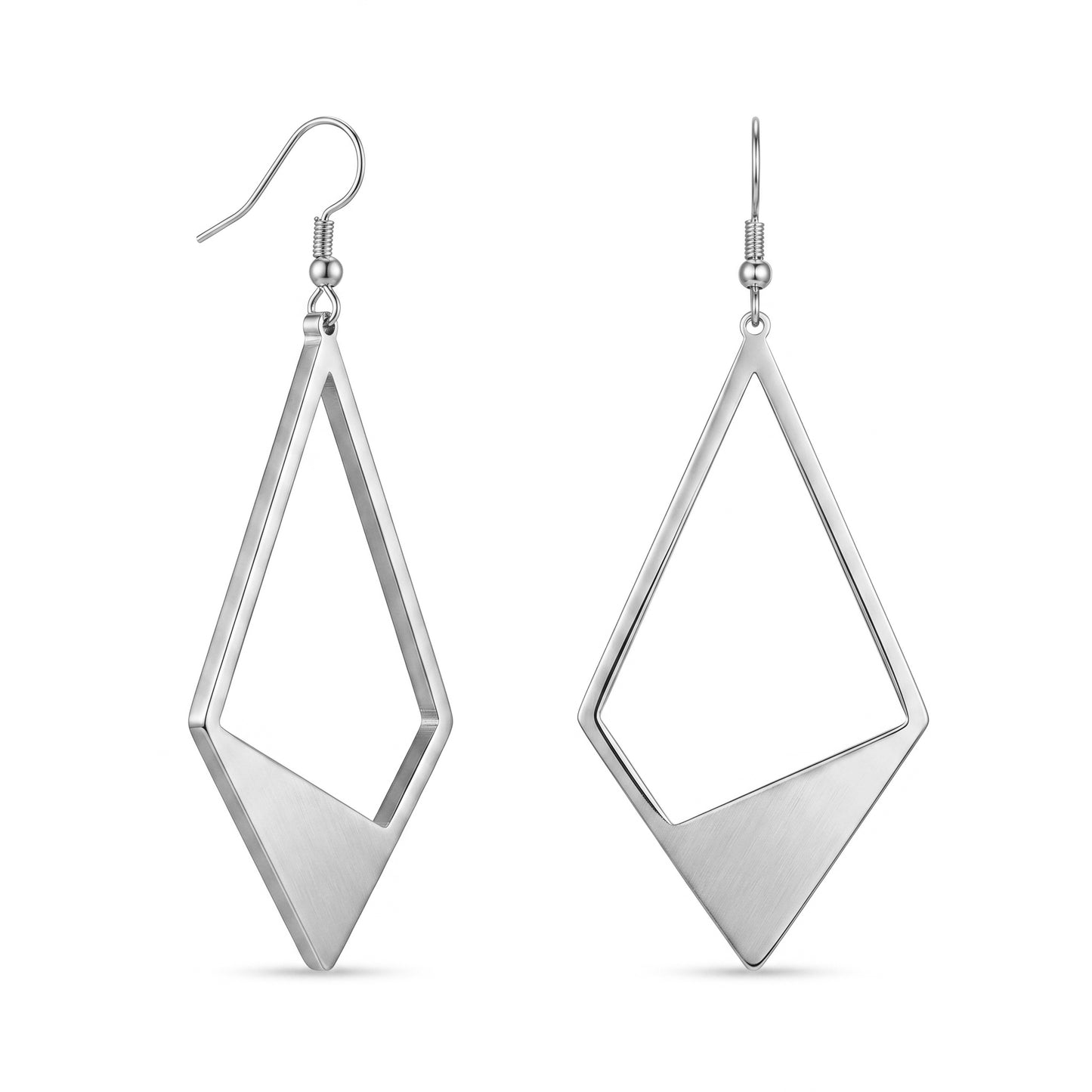 Tarnish Resistant Geometric Earrings, Stainless Steel 18K Gold Plated Waterproof Rhombus Hoops
